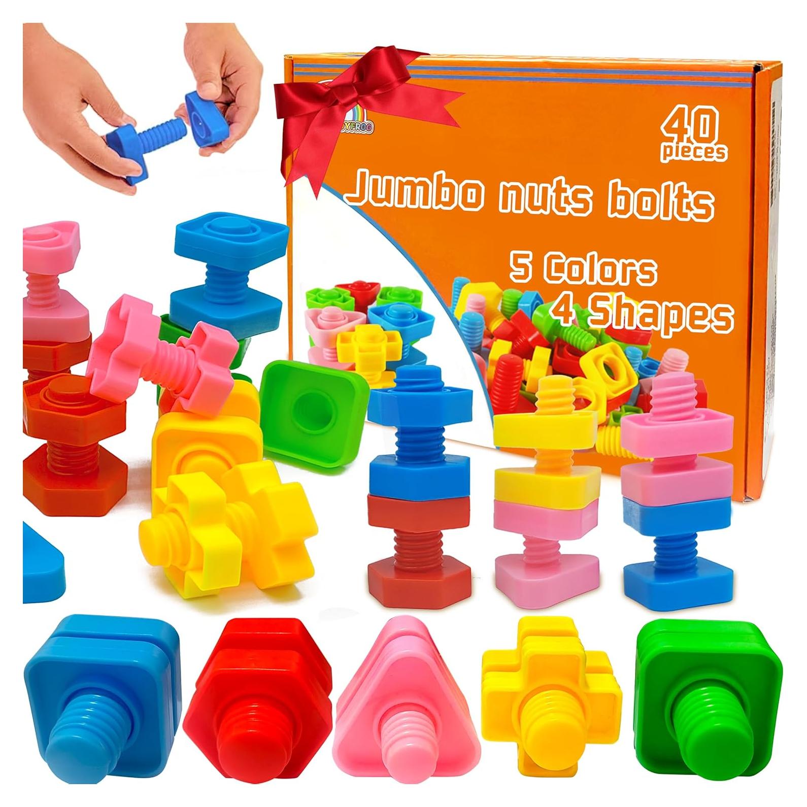 Tuercas y Tornillos RAINBOW TOYFROG - 40 Piezas para Niños 1-3 Años