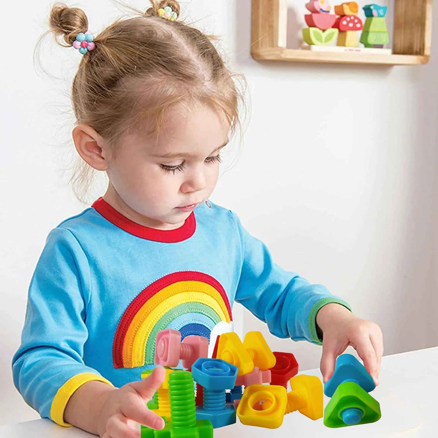 Tuercas y Tornillos RAINBOW TOYFROG - 40 Piezas para Niños 1-3 Años
