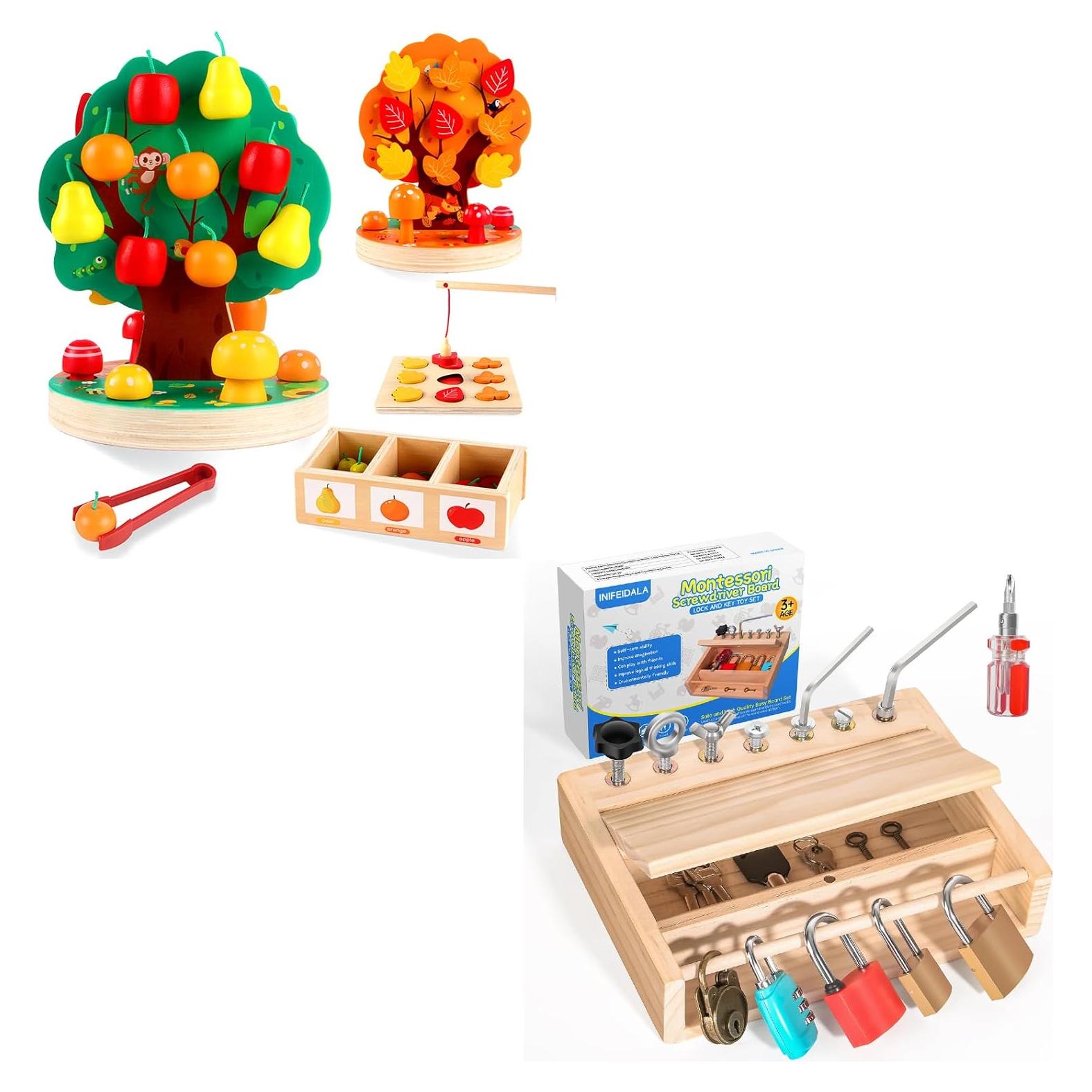 Juego de Tablero Montessori de Recolección de Manzanas