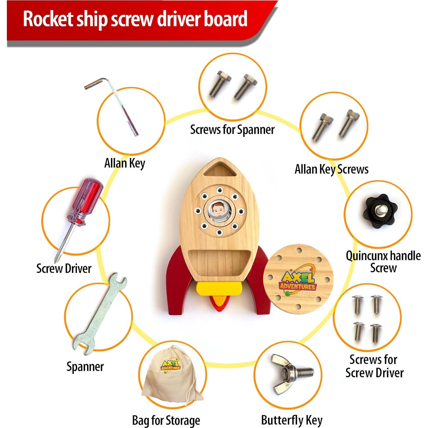 Juego de Destornillador Montessori Axel Adventures - 15 Piezas