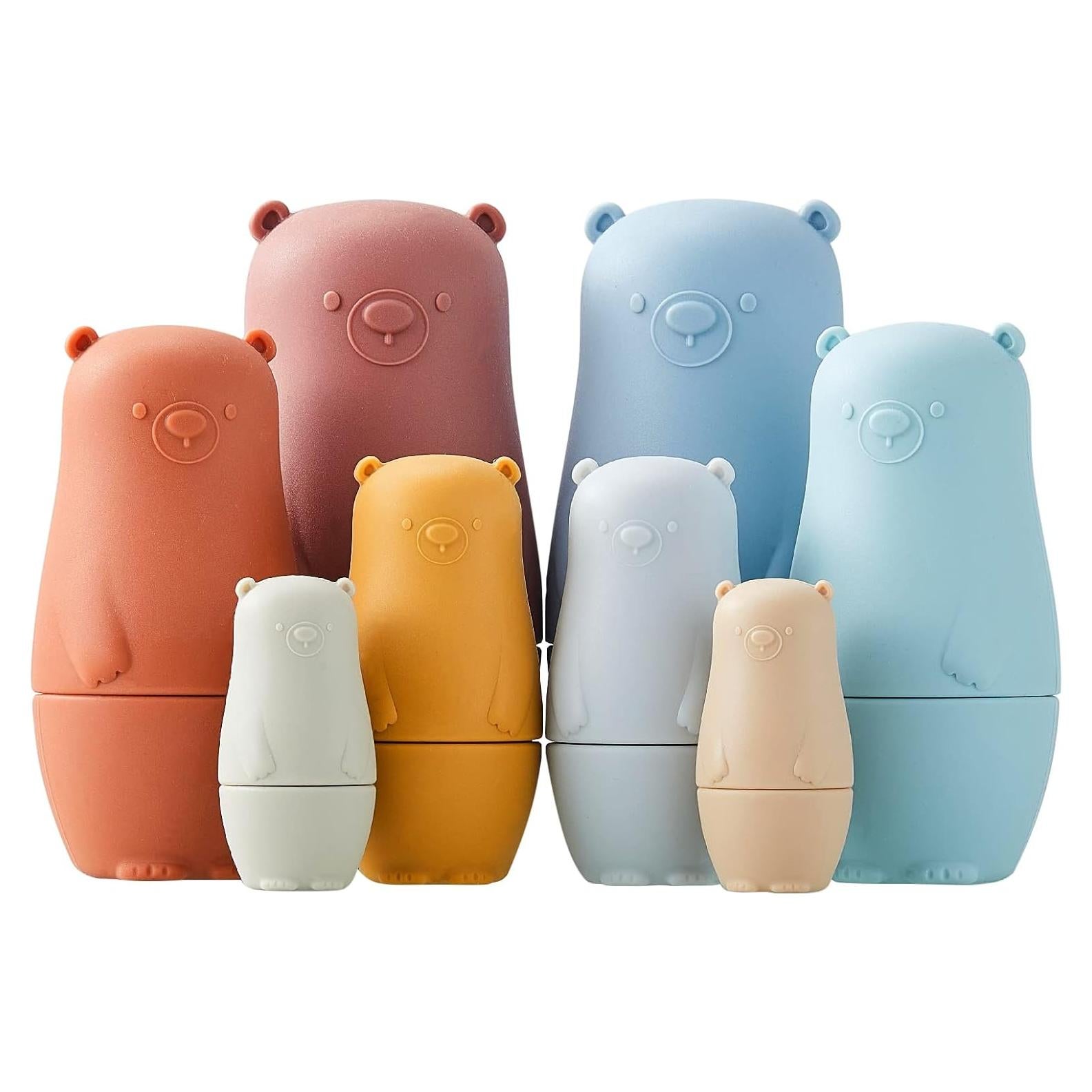 Muñecas Rusas de Silicona Chivao 8 Piezas Apilables Oso