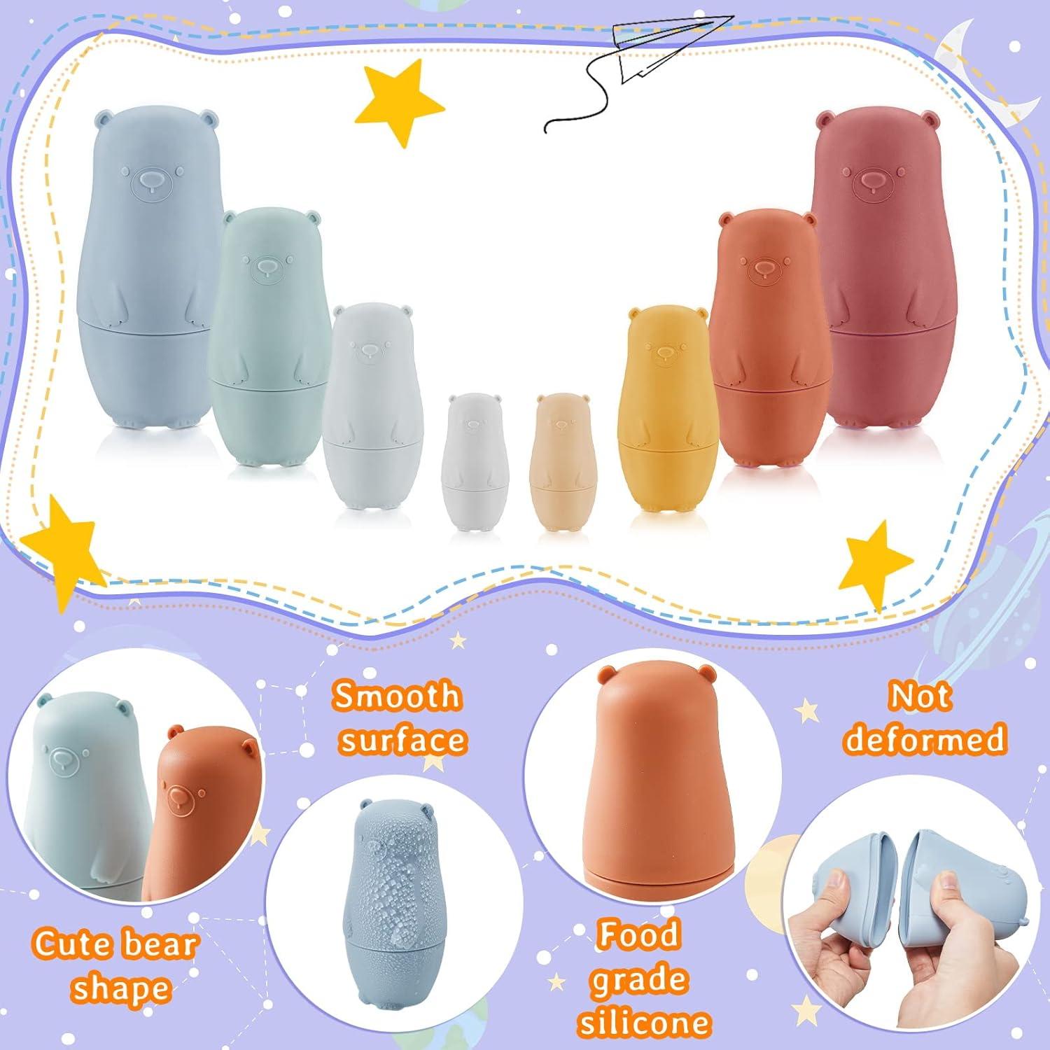 Muñecas Rusas de Silicona Chivao 8 Piezas Apilables Oso