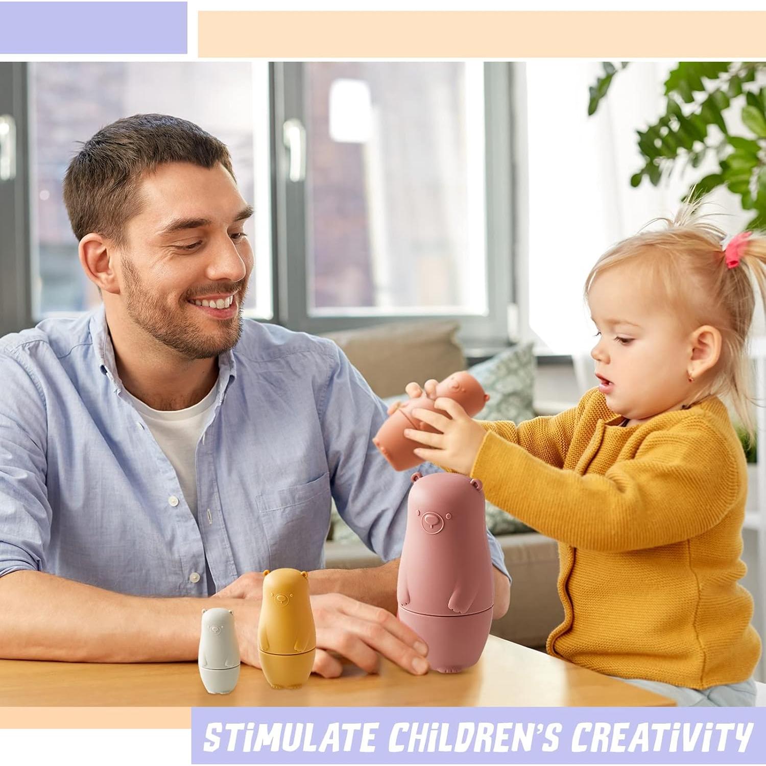 Muñecas Rusas de Silicona Chivao 8 Piezas Apilables Oso