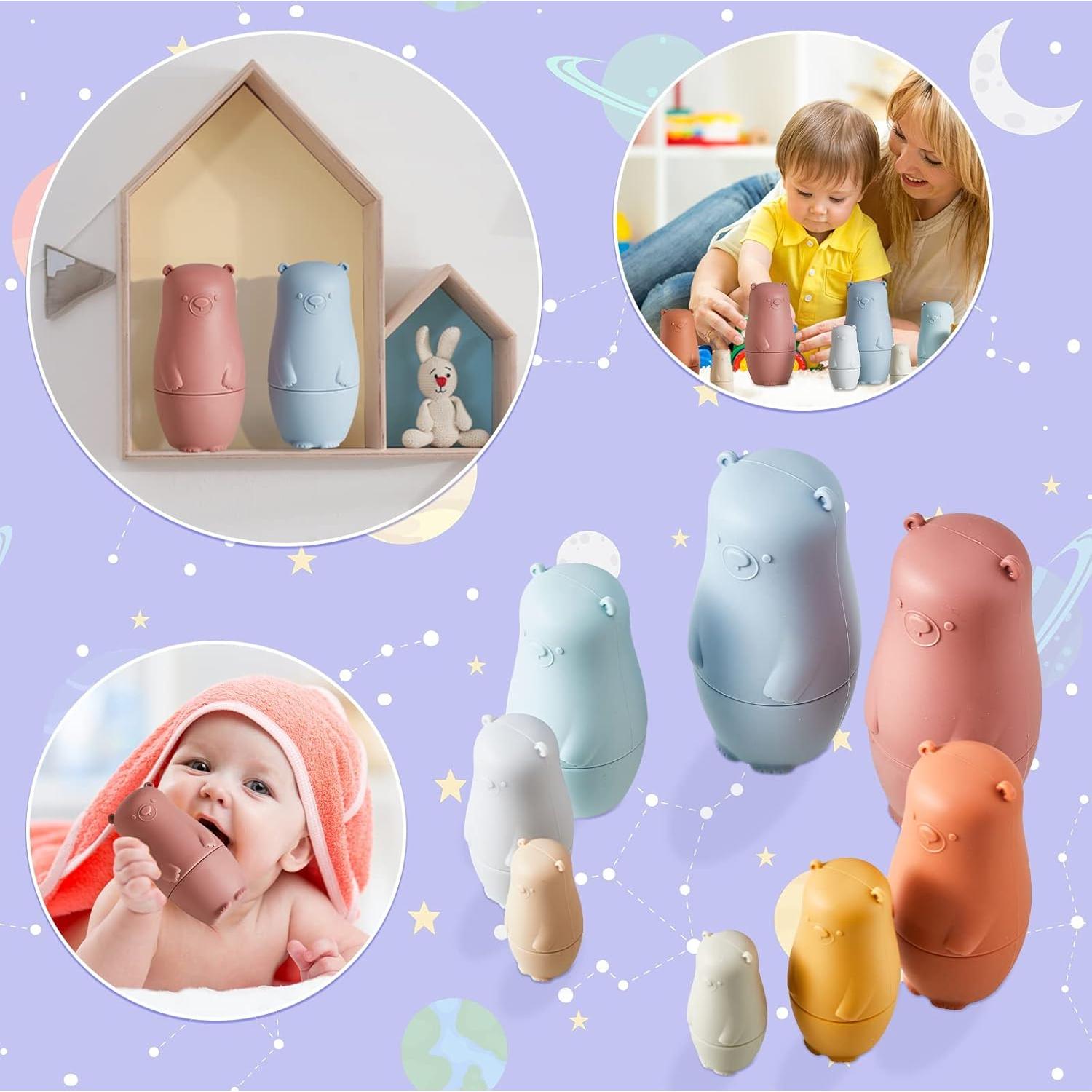 Muñecas Rusas de Silicona Chivao 8 Piezas Apilables Oso