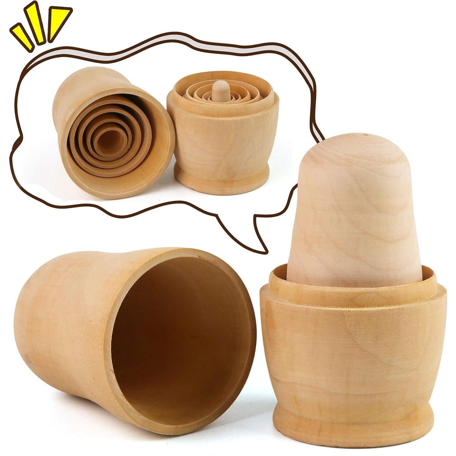 Muñecas Matryoshka Sin Pintar Koogel - 6 Piezas de Madera DIY