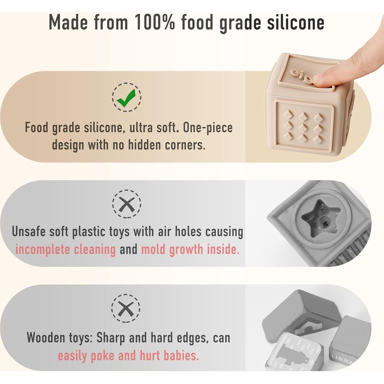 Bloques Apilables de Silicona YIVEKO 8 PCS Vintage para Bebés