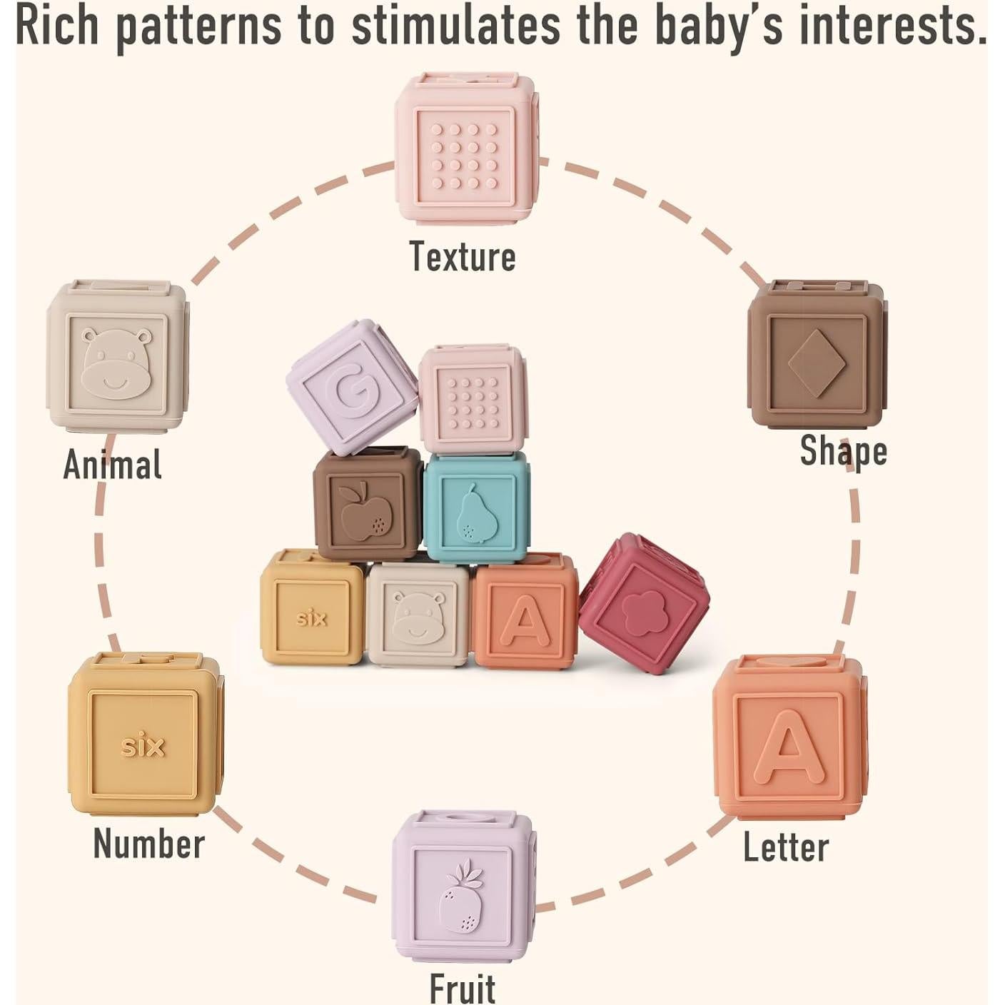 Bloques Apilables de Silicona YIVEKO 8 PCS Vintage para Bebés