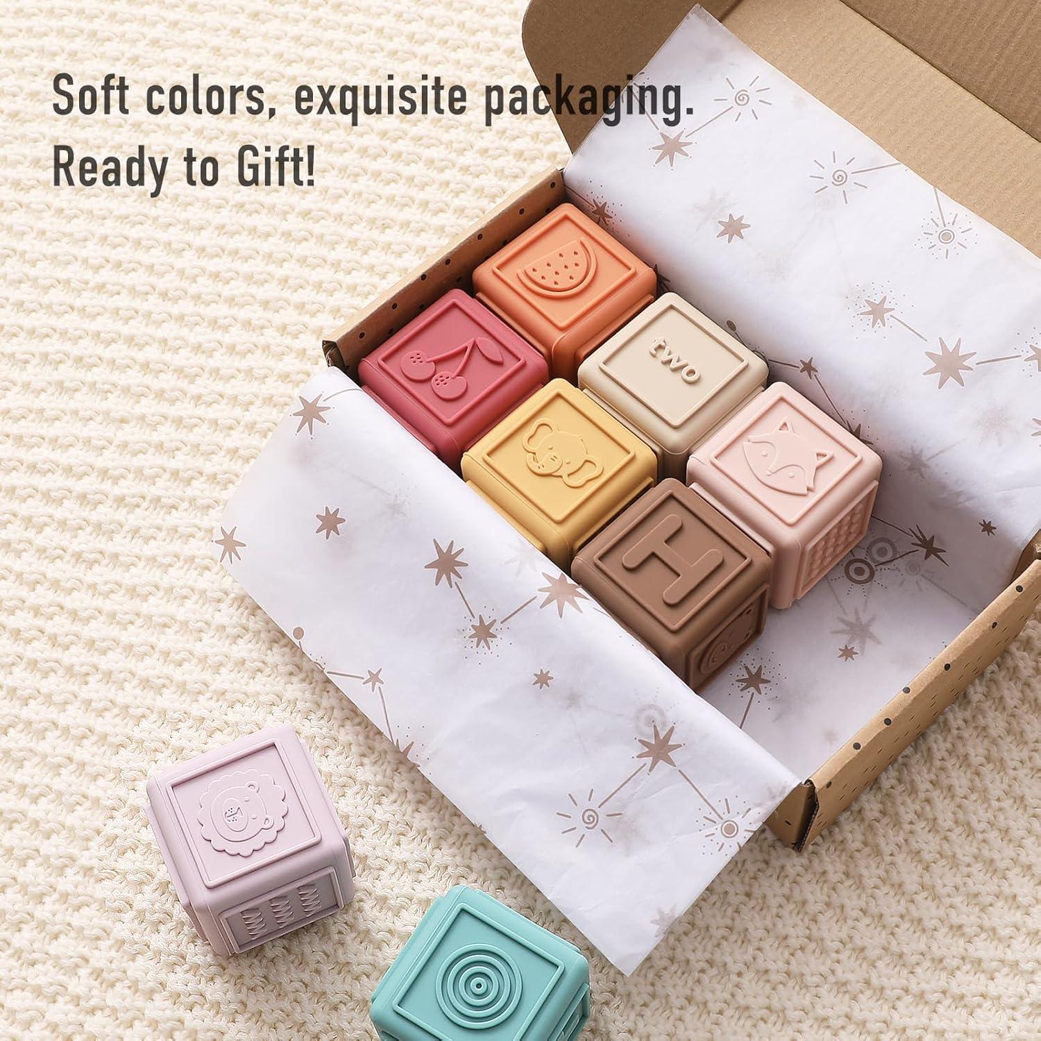 Bloques Apilables de Silicona YIVEKO 8 PCS Vintage para Bebés