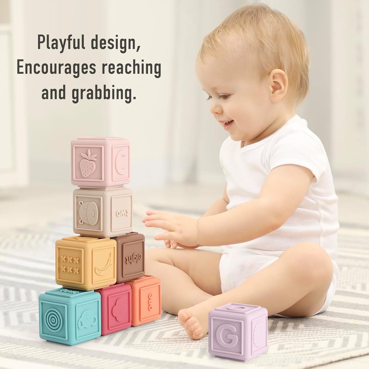 Bloques Apilables de Silicona YIVEKO 8 PCS Vintage para Bebés