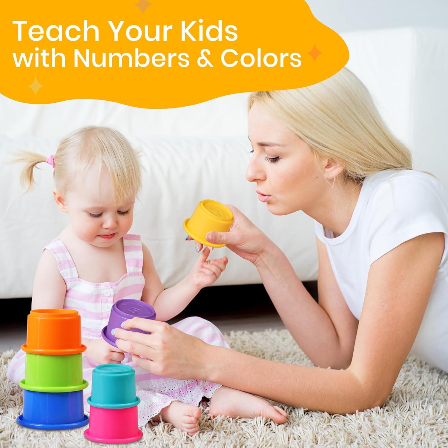 Juego de Tazas Apilables Tiny Tinker 8 Piezas Arcoíris