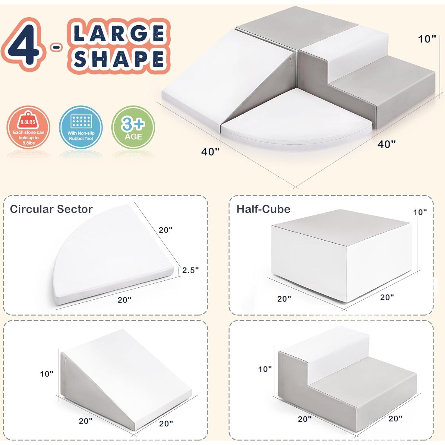 Juego de Escalada Suave Little Dove 4 Piezas Gris y Blanco