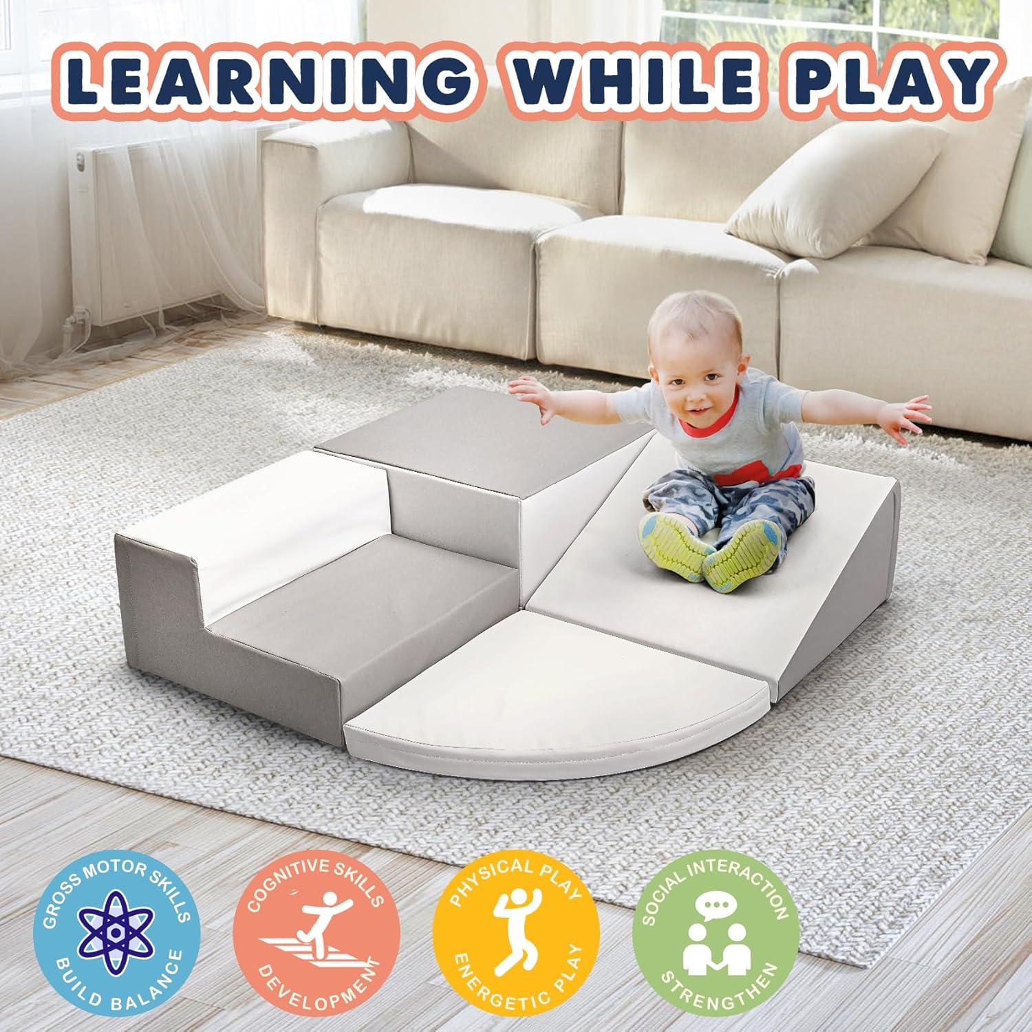 Juego de Escalada Suave Little Dove 4 Piezas Gris y Blanco