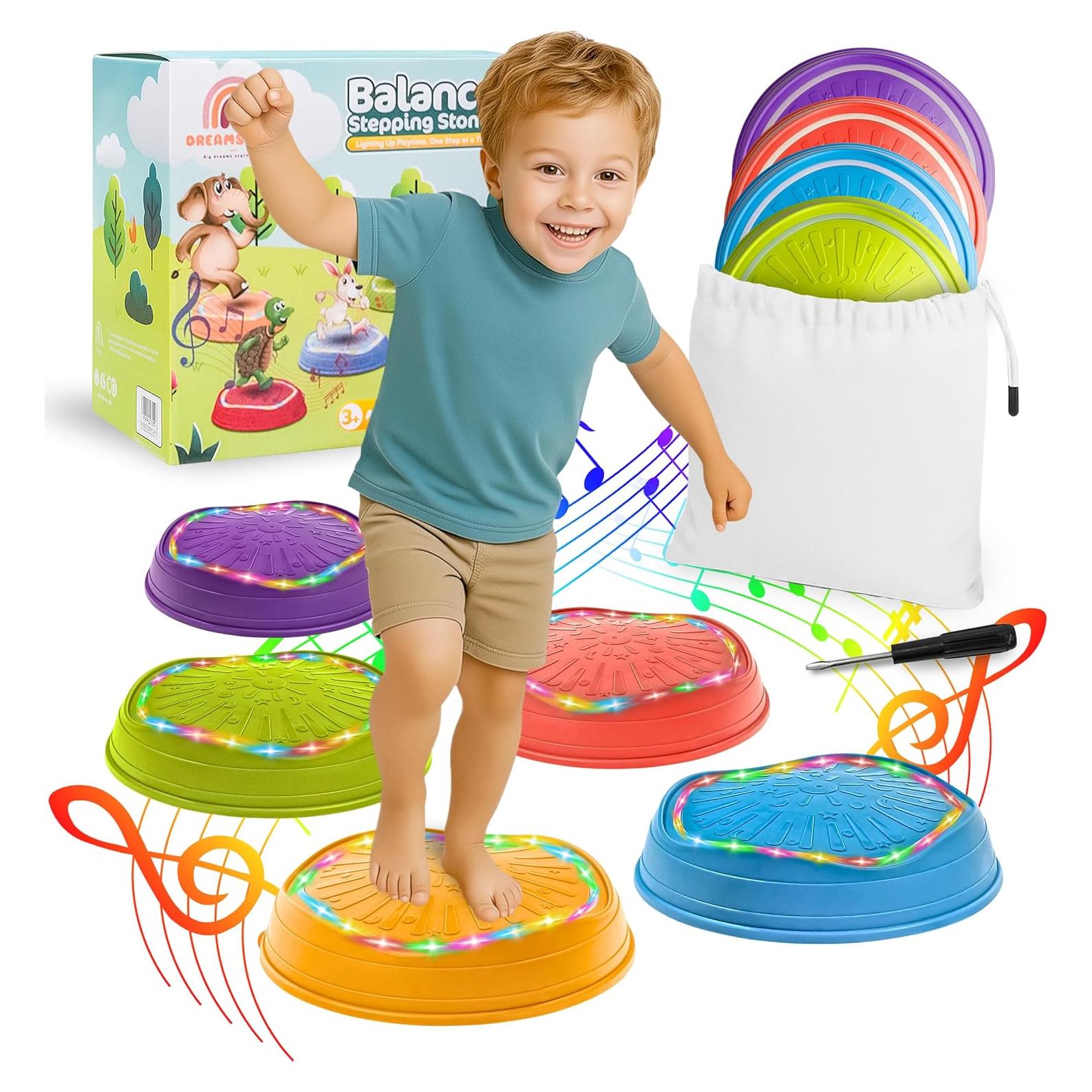 Piedras de Equilibrio Musicales Dreamscape Kids - 5 Pcs, Brillan en la Oscuridad, Juguete Sensorial para Niños 3+