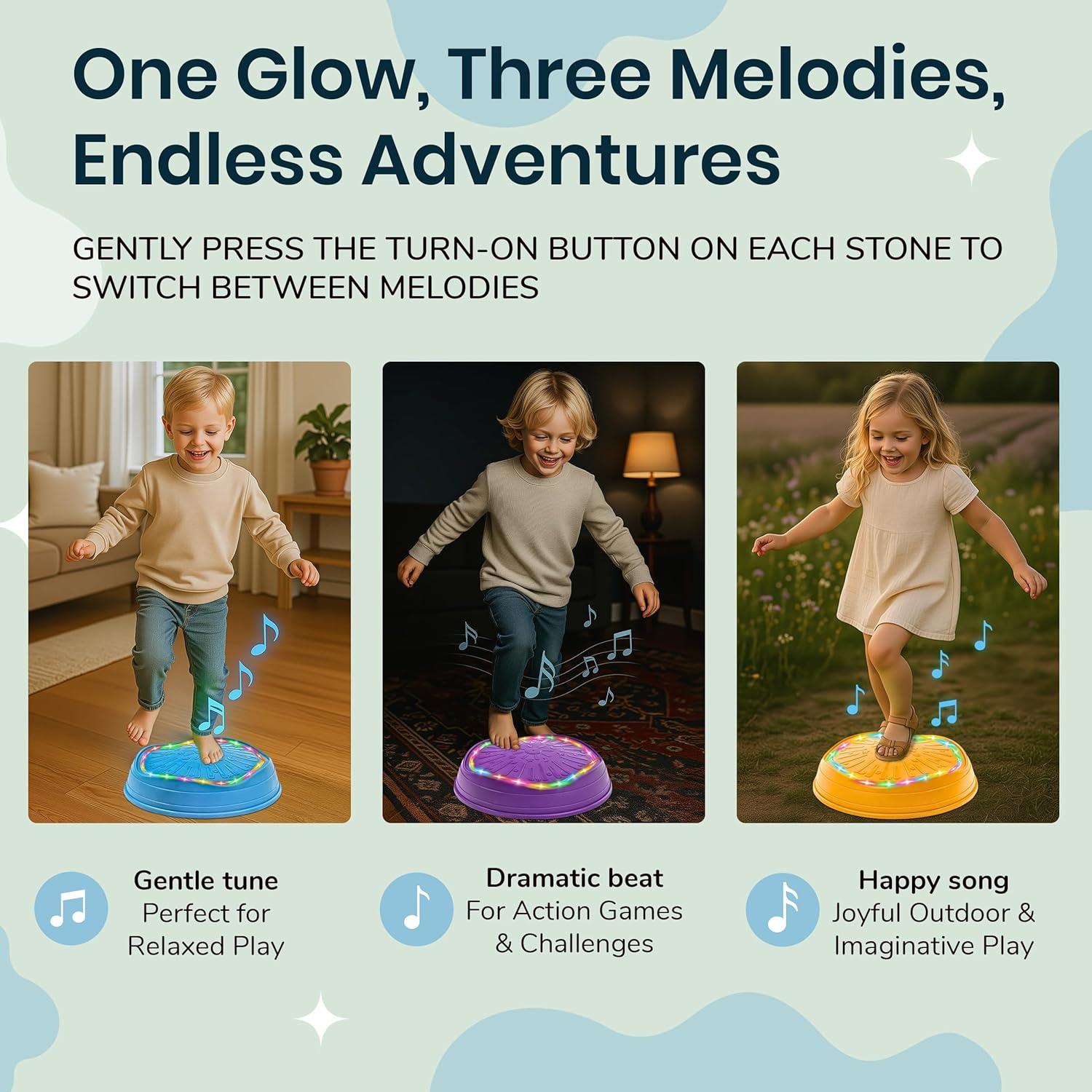 Piedras de Equilibrio Musicales Dreamscape Kids - 5 Pcs, Brillan en la Oscuridad, Juguete Sensorial para Niños 3+