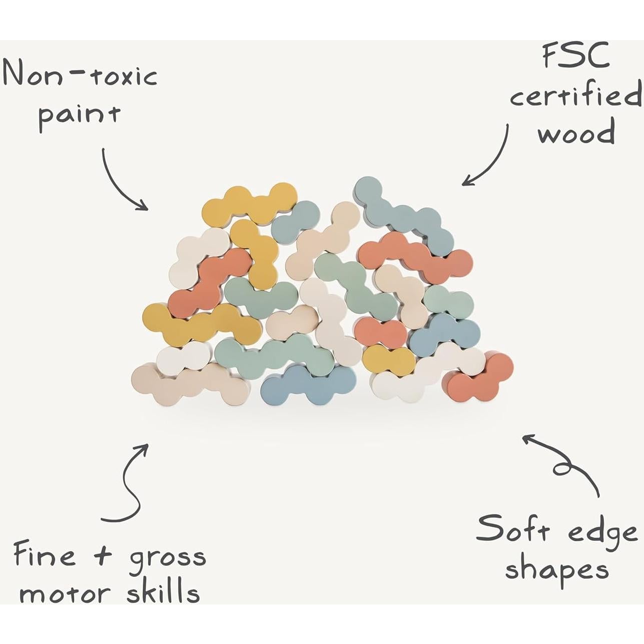 Bloques de Equilibrio de Madera Mushie - 24 Piezas Montessori