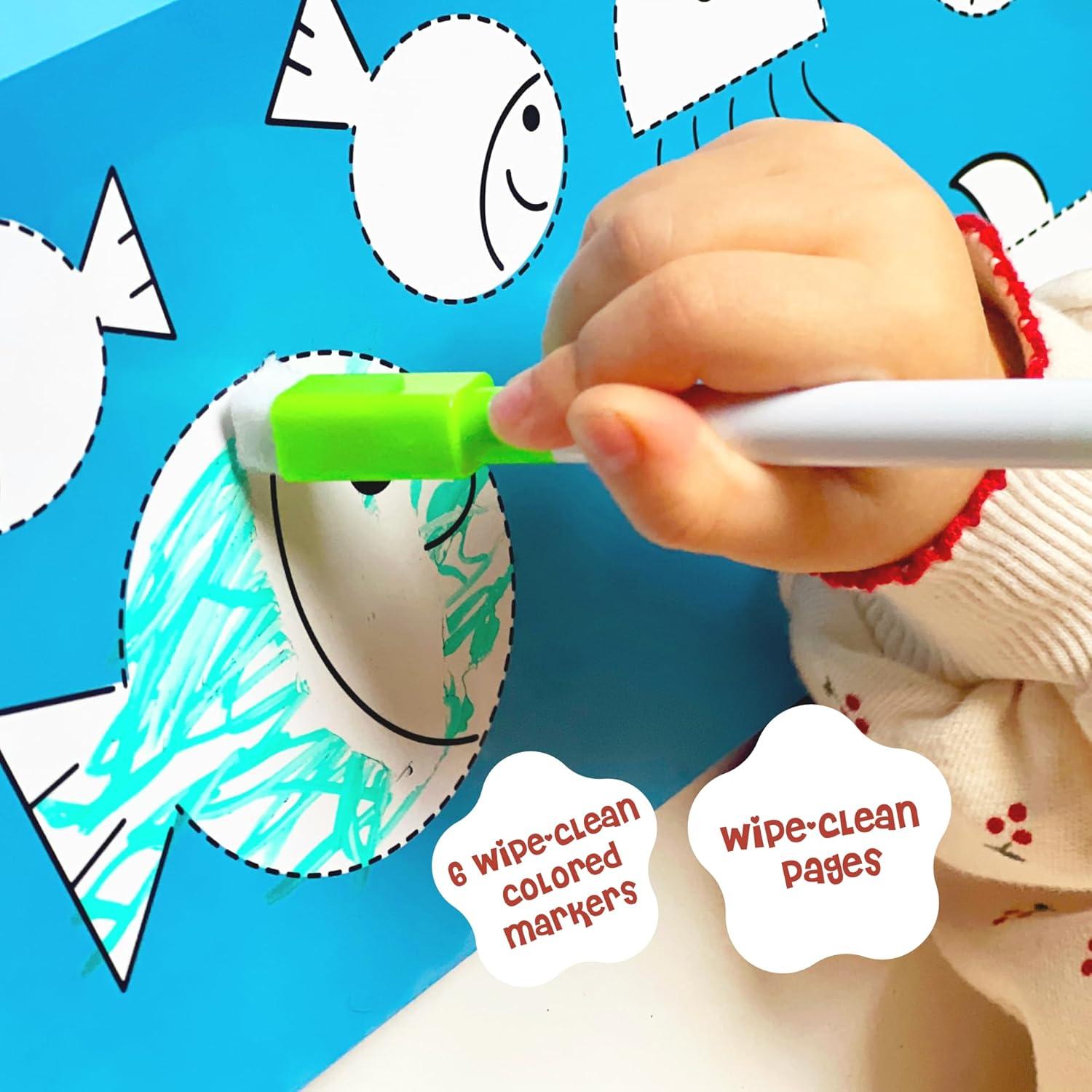 BusyDino Libro Ocupado para Niños 3-5 Años con Tijeras y Marcadores