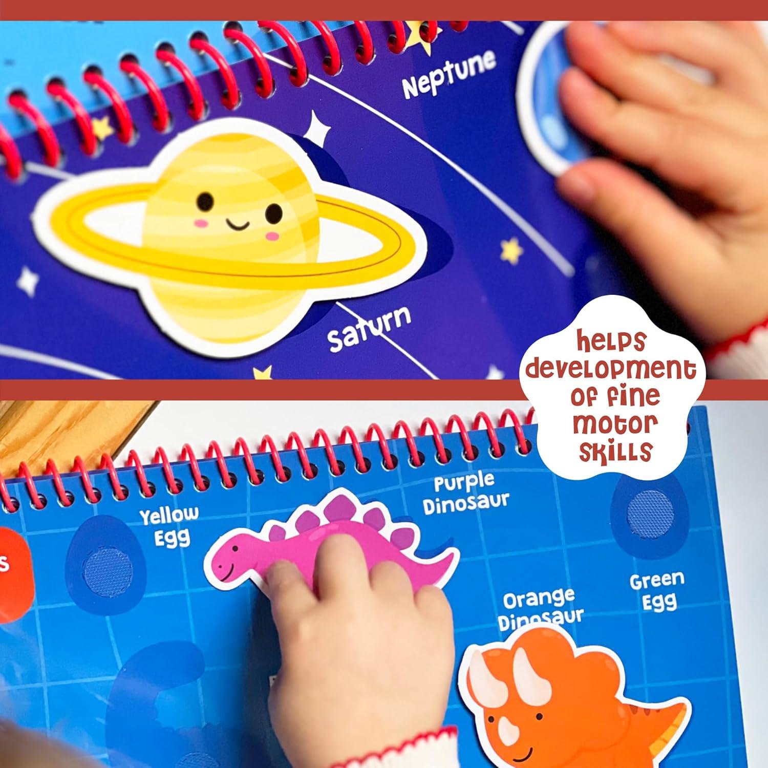 BusyDino Libro Ocupado para Niños 3-5 Años con Tijeras y Marcadores