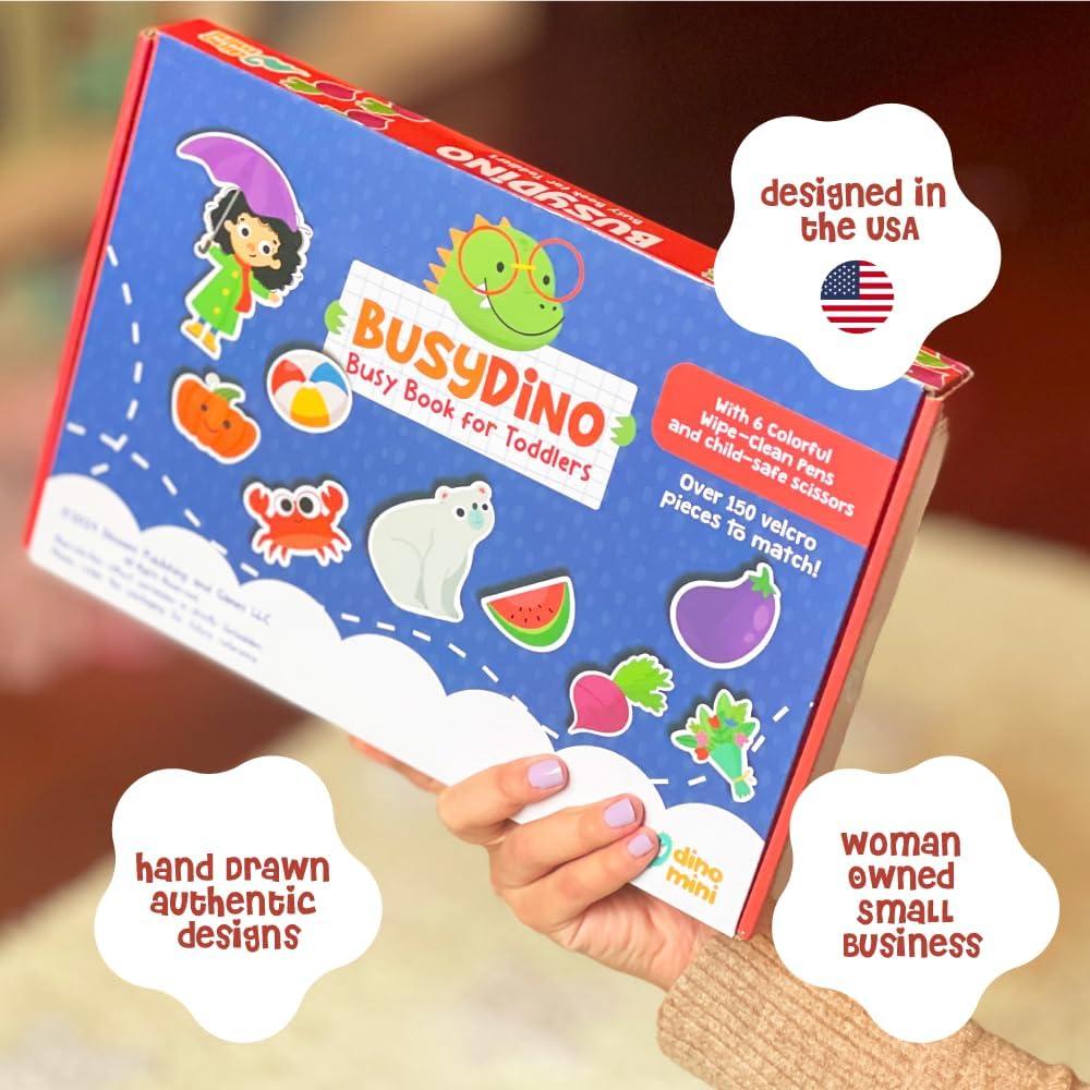 BusyDino Libro Ocupado para Niños 3-5 Años con Tijeras y Marcadores