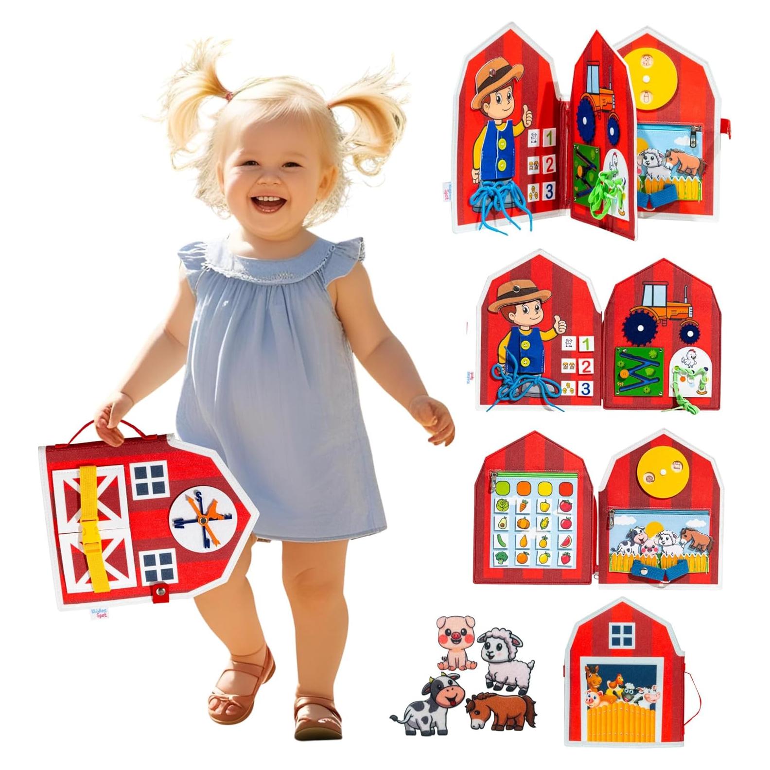 Tablero Ocupado Montessori Kiddies Spot Granja Roja 27.9x22.9 cm