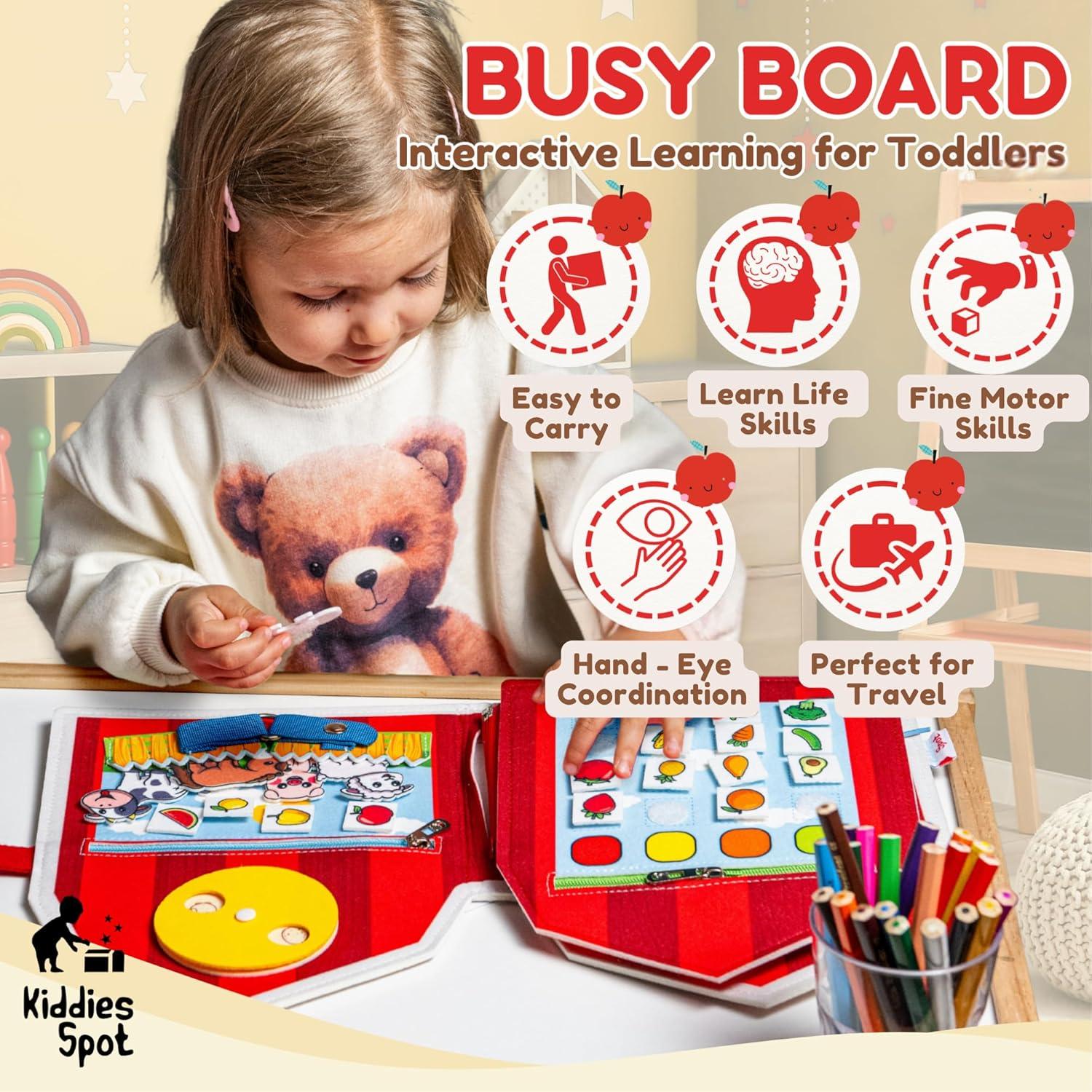 Tablero Ocupado Montessori Kiddies Spot Granja Roja 27.9x22.9 cm