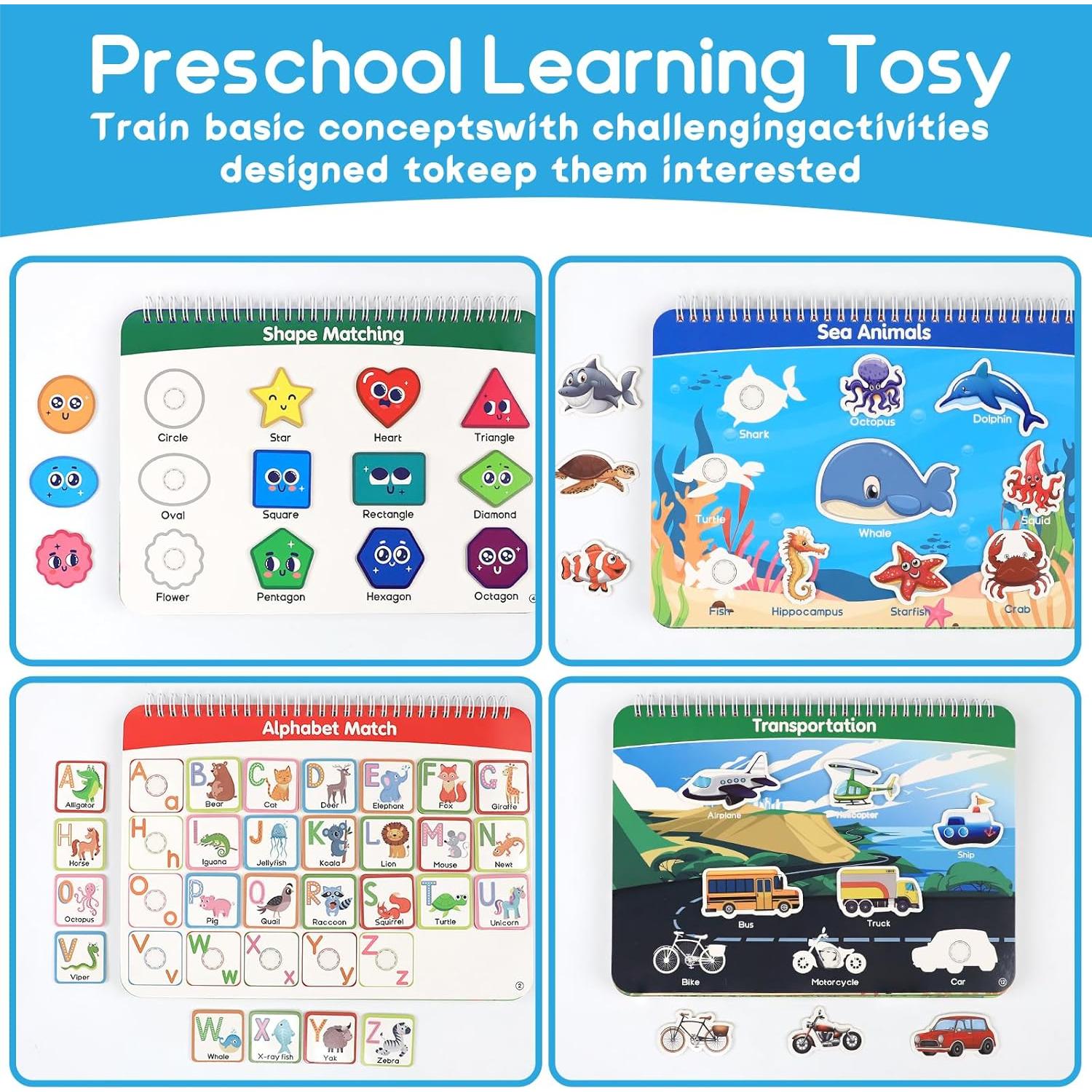 Libro Ocupado Montessori HarVow para Niños 3-6 Años con Pizarra