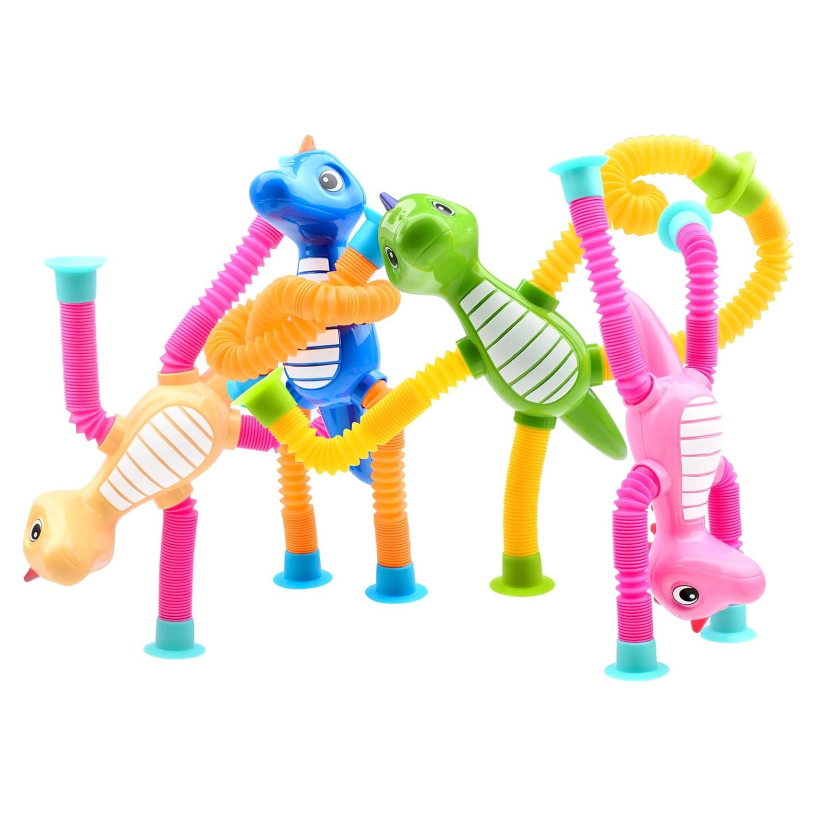 4 Piezas Juguetes de Dinosaurio con Ventosa Telescópica Yrissmiss