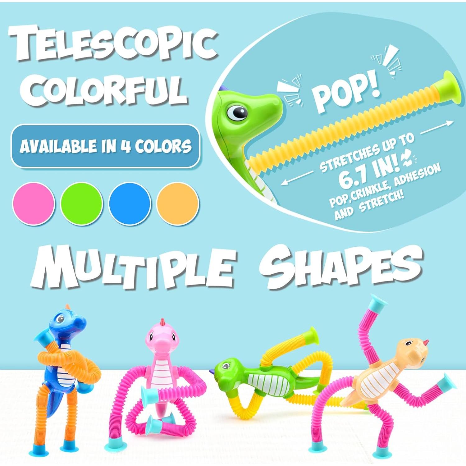 4 Piezas Juguetes de Dinosaurio con Ventosa Telescópica Yrissmiss