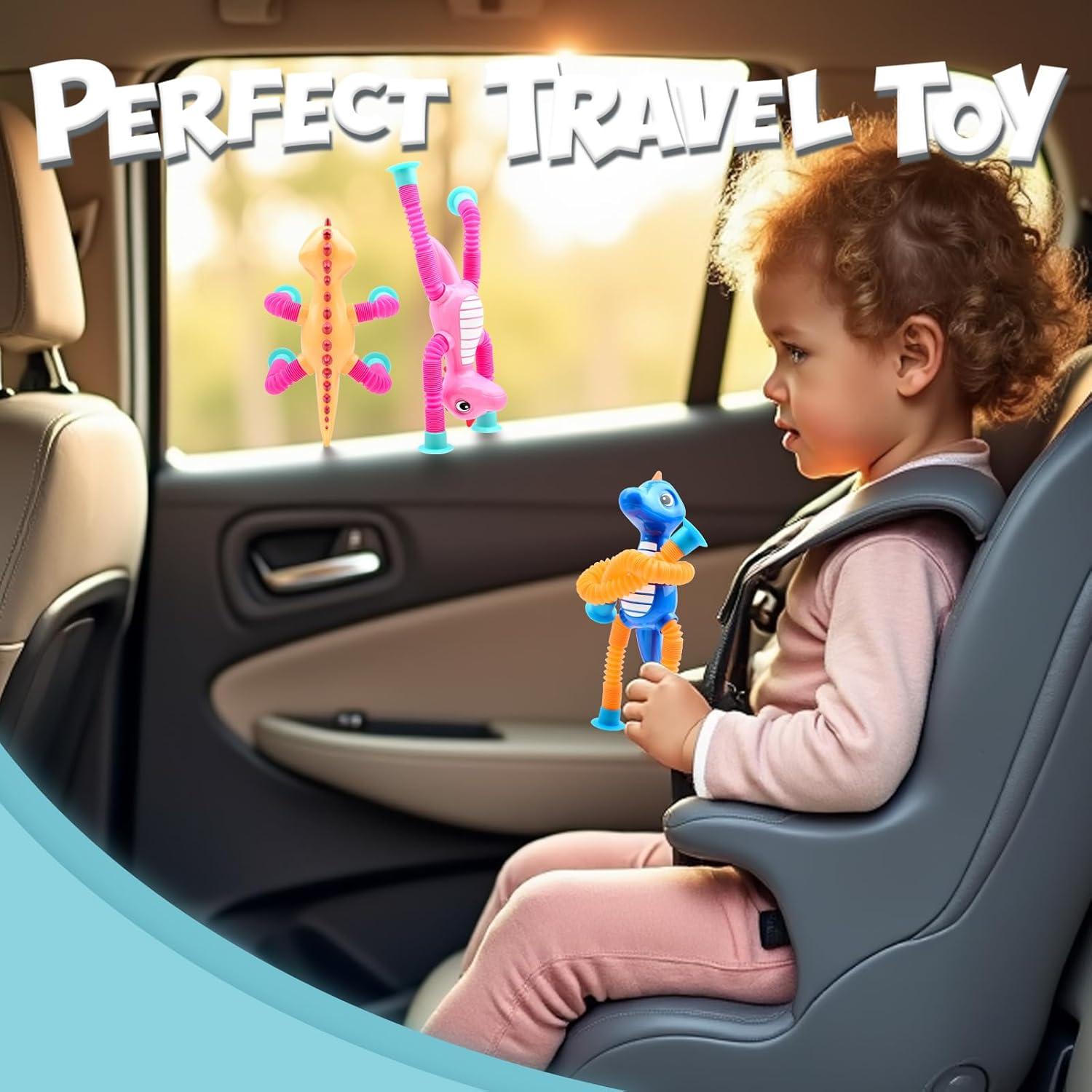 4 Piezas Juguetes de Dinosaurio con Ventosa Telescópica Yrissmiss