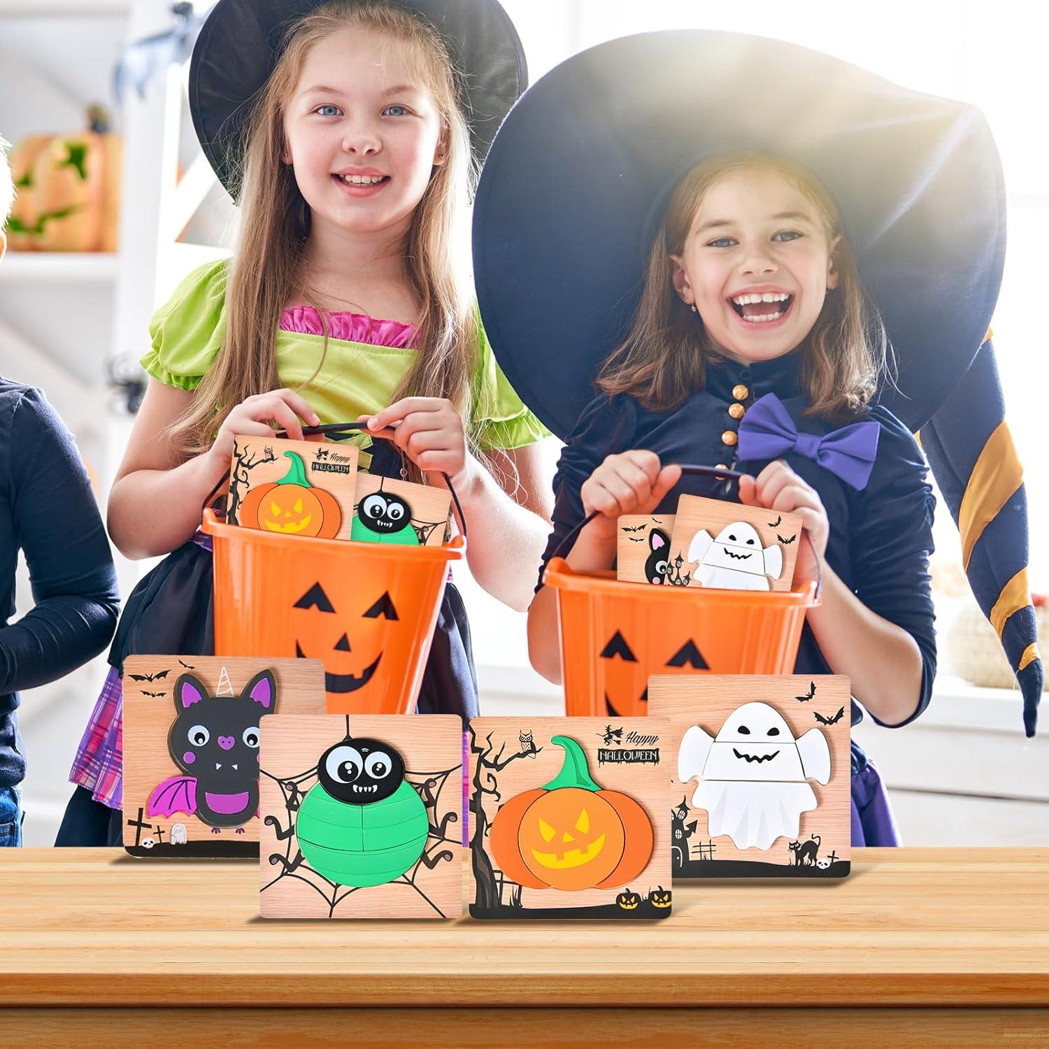 Paquete de 4 Rompecabezas de Madera Halloween YBSOP 14.7 cm