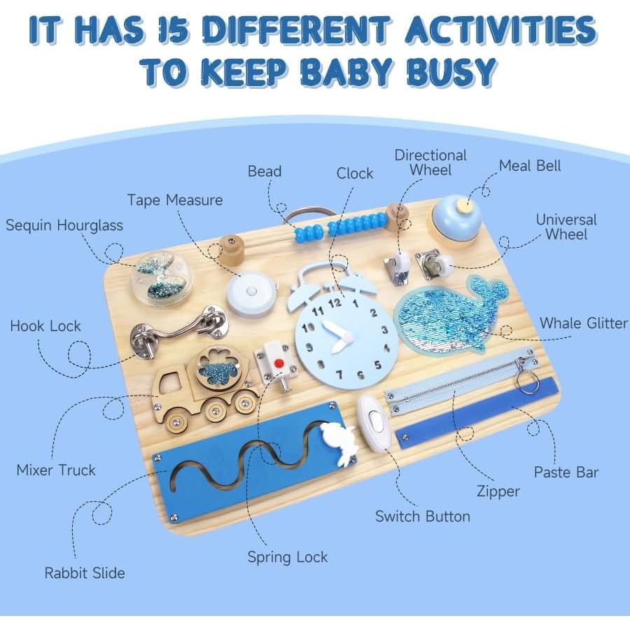 Tablero Ocupado Montessori 15 en 1 de Madera - 1.70 kg