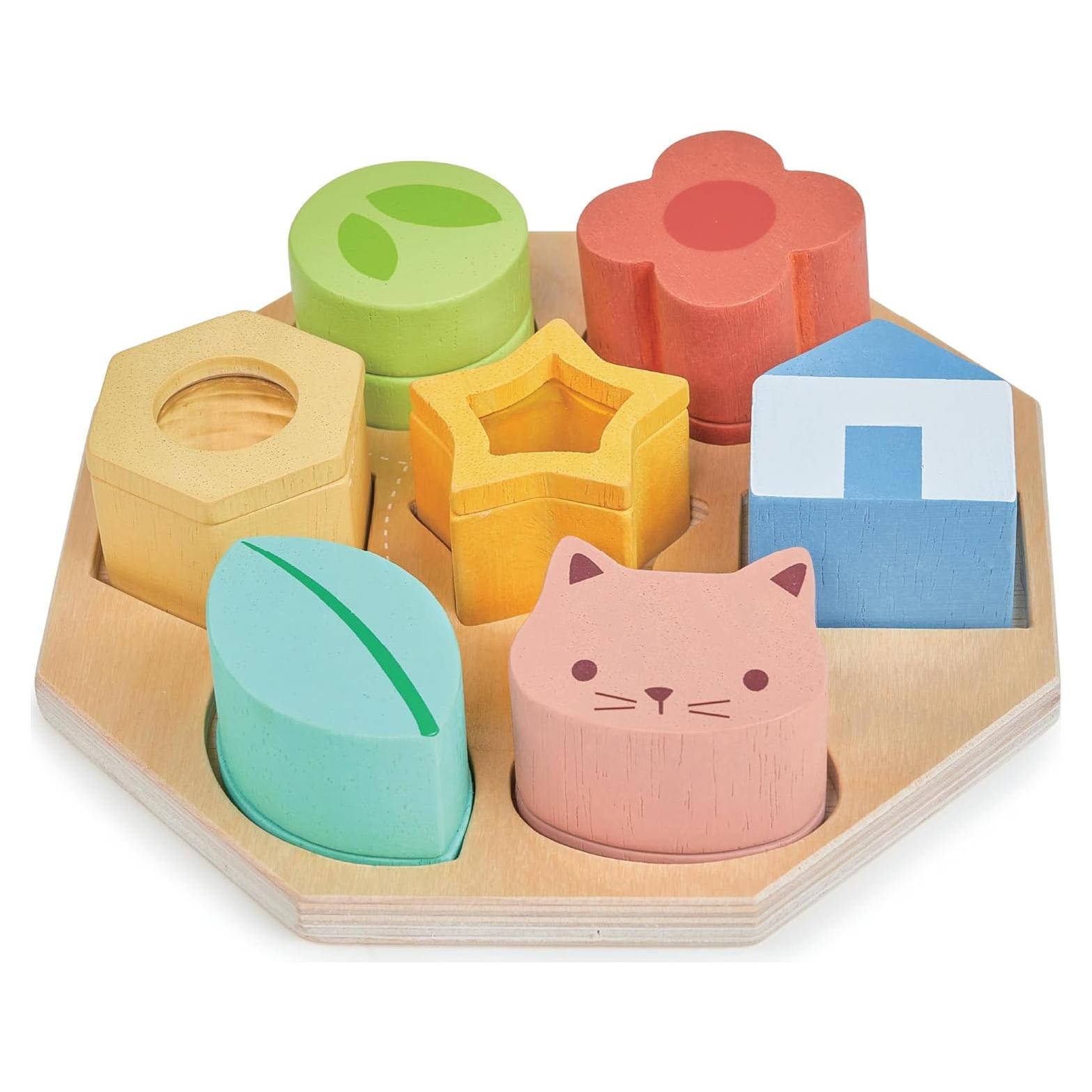 Bandeja de Actividad Sensorial Mentari - 7 Piezas de Madera - 18x18 cm