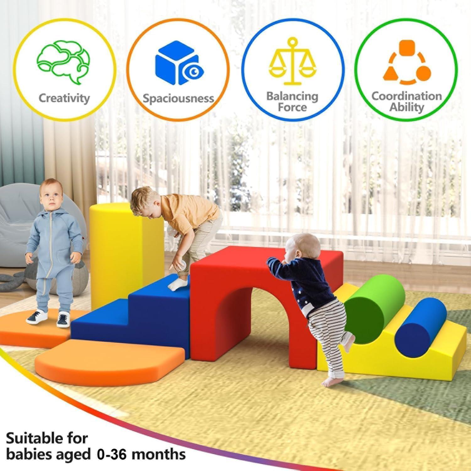 Set de Escalada de Espuma Colorida 8 Piezas para Niños 1-3 Años