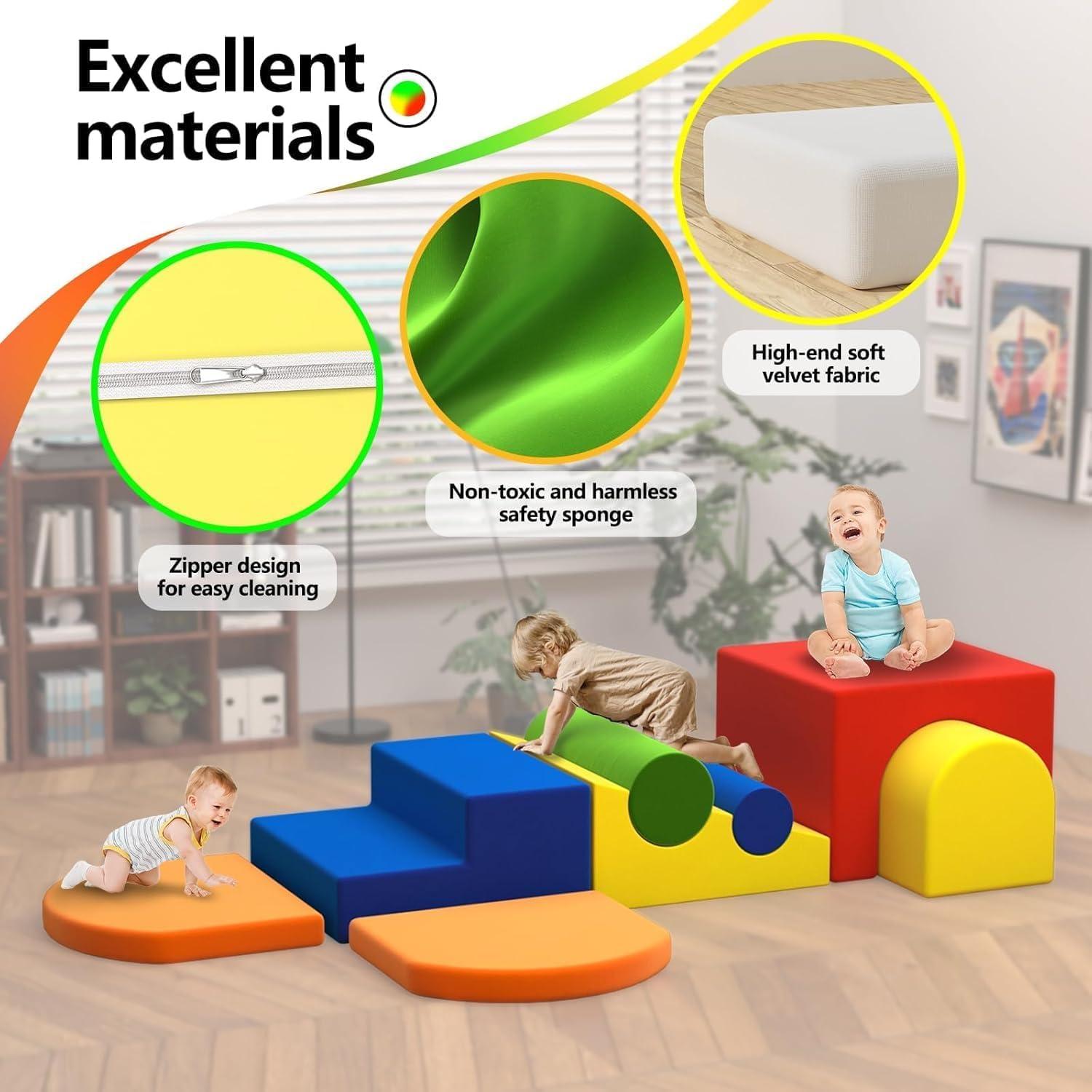 Set de Escalada de Espuma Colorida 8 Piezas para Niños 1-3 Años