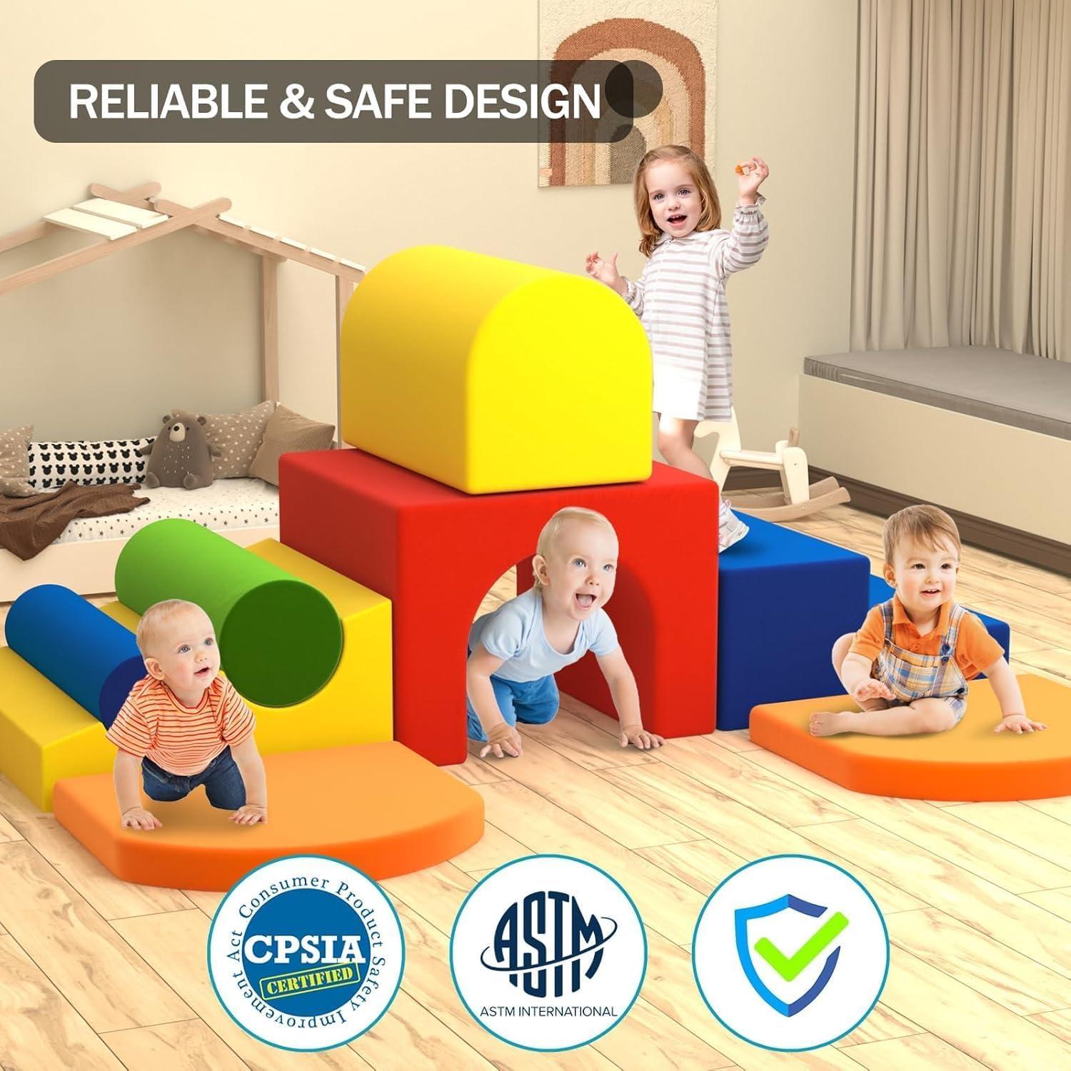 Set de Escalada de Espuma Colorida 8 Piezas para Niños 1-3 Años