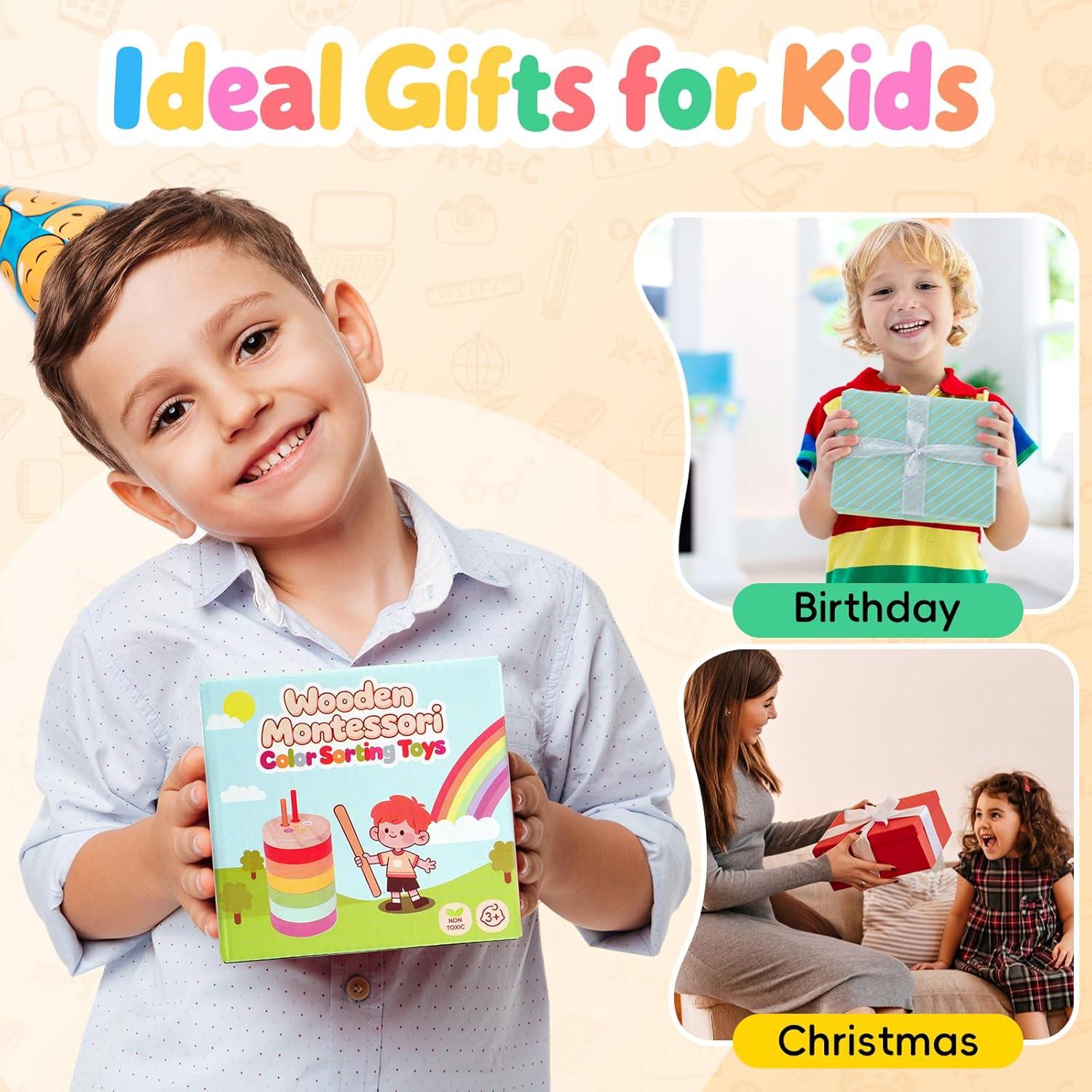 Juguete Montessori 4 en 1 SYU Madera Clasificación Colores