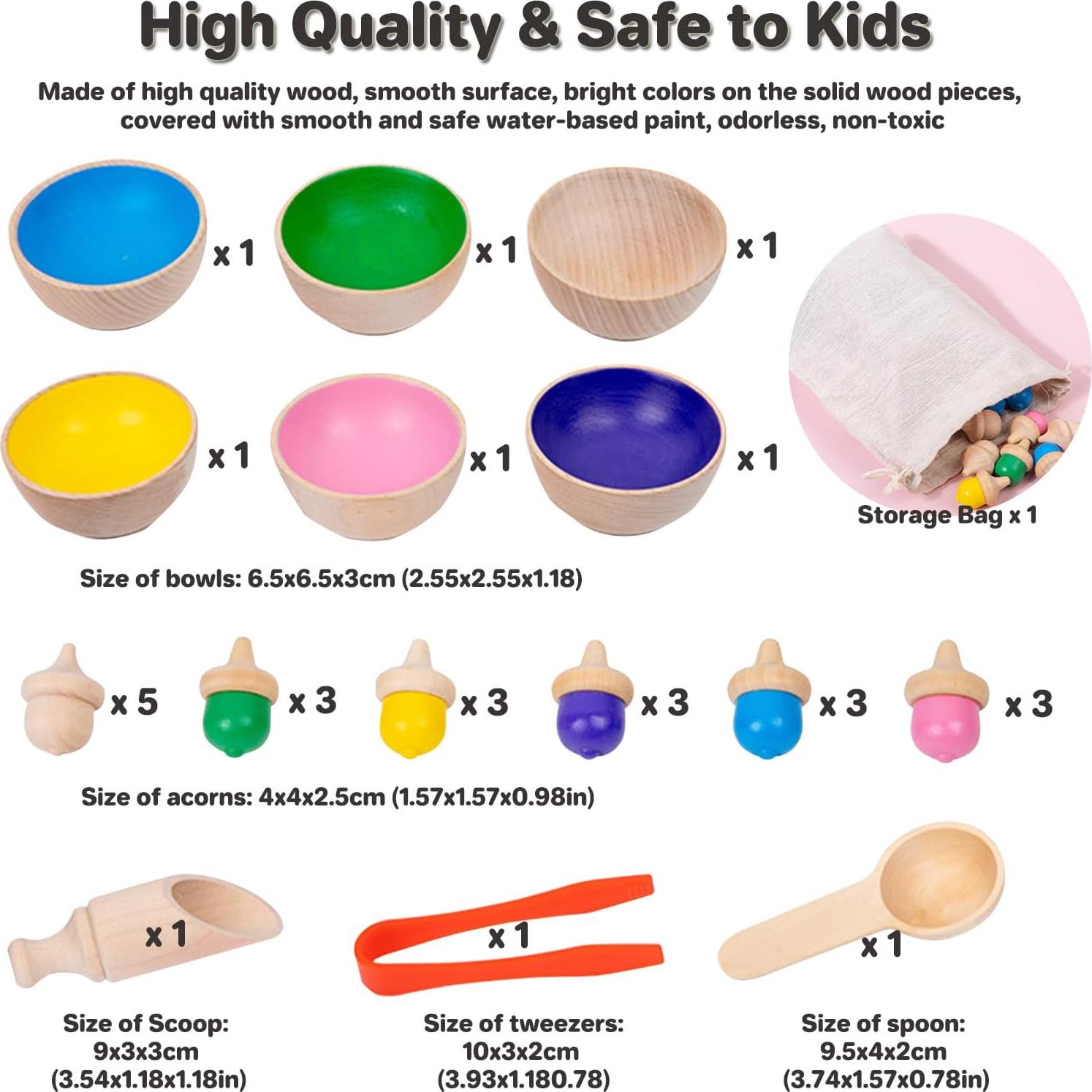 Juguete de Clasificación Montessori Biottro - 20 Piezas de Madera