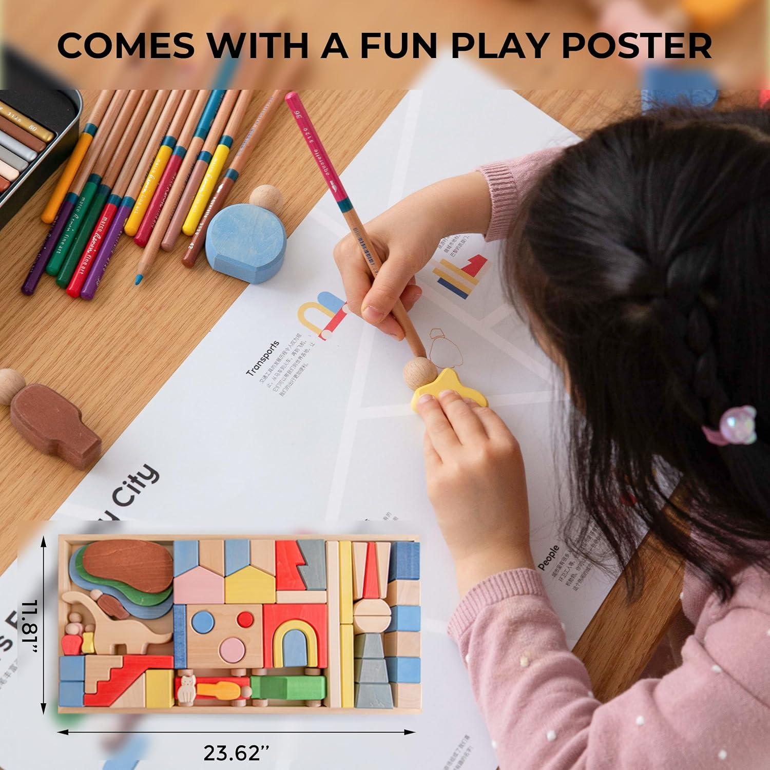 Bloques de Madera AVDAR Metropolis 52 Piezas Montessori 3+ Años