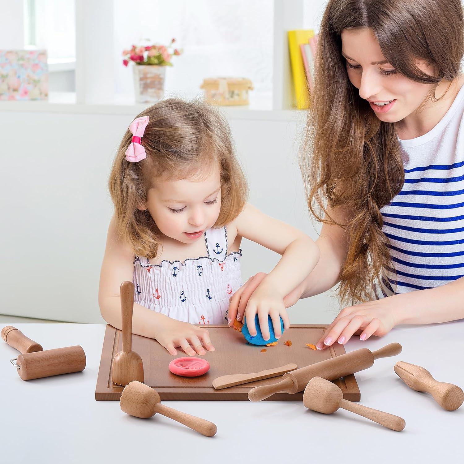 Juego de herramientas de plastilina KODMIS con 7 piezas de madera