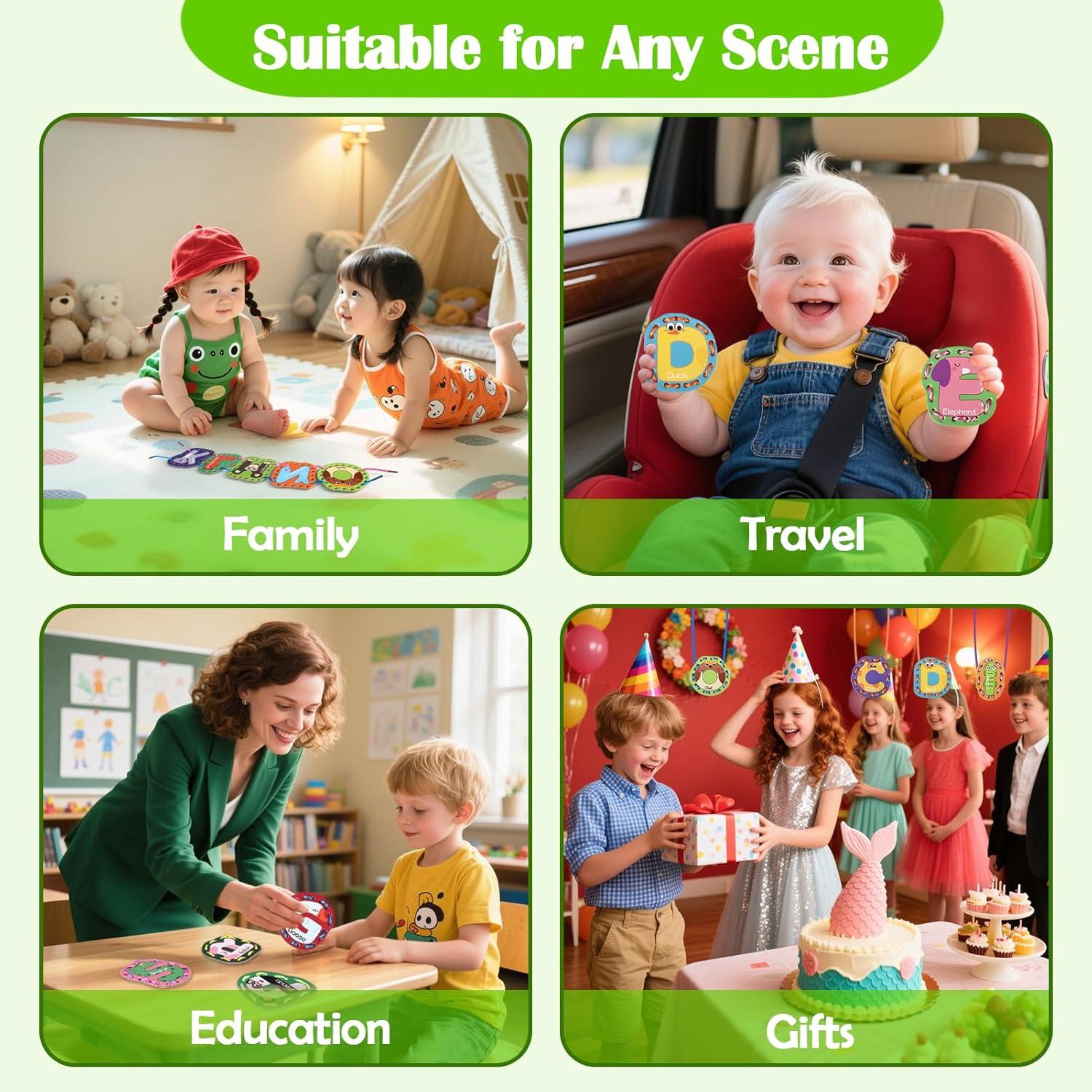 Tarjetas de Enhebrado Vodolo para Niños 3-5 Años, 26 PCS