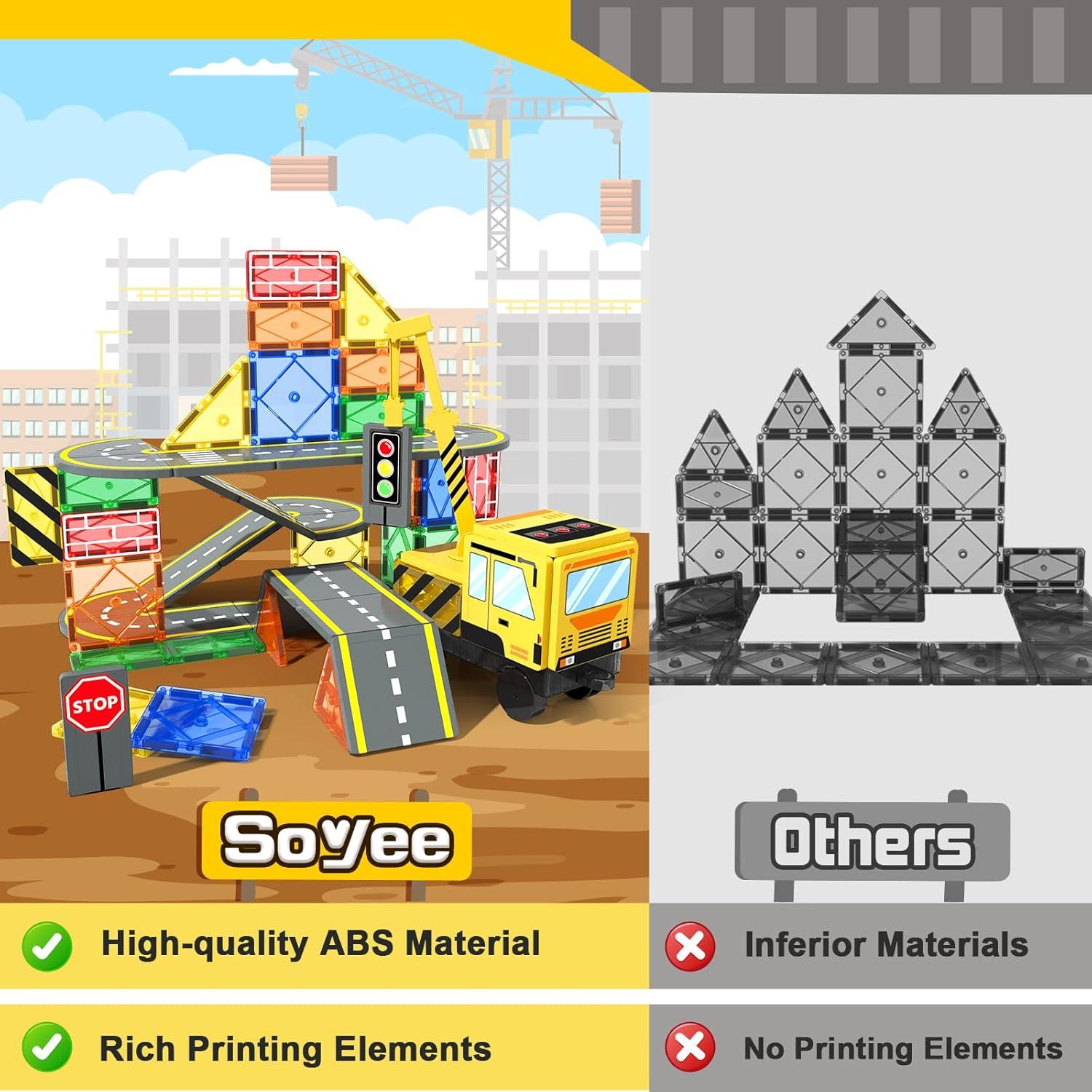 Bloques de Construcción Magnéticos Soyee Grúa y Camión 25.4x15.2 cm