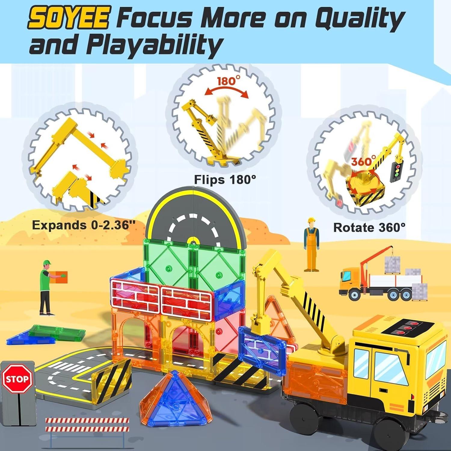 Bloques de Construcción Magnéticos Soyee Grúa y Camión 25.4x15.2 cm