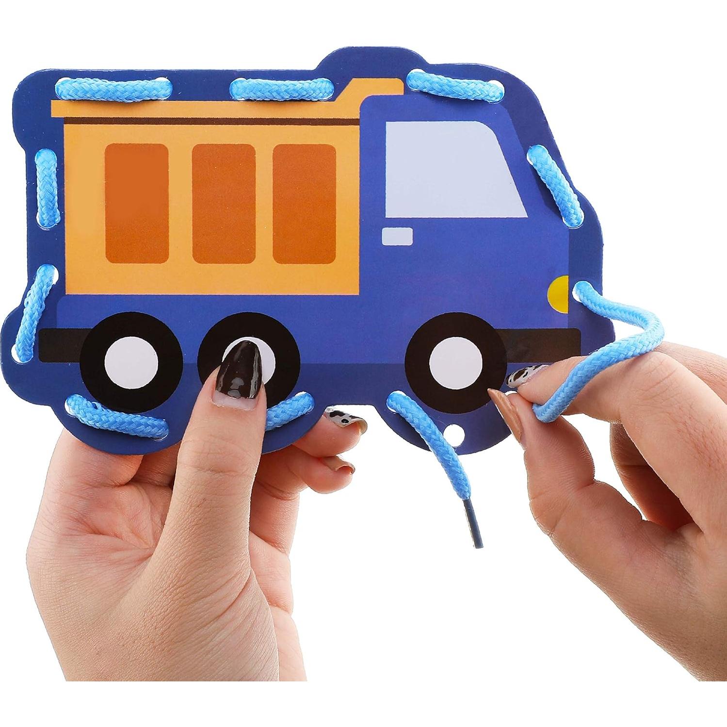 Tarjetas de Enhebrado Educativas Zonon - 8 Piezas Transporte