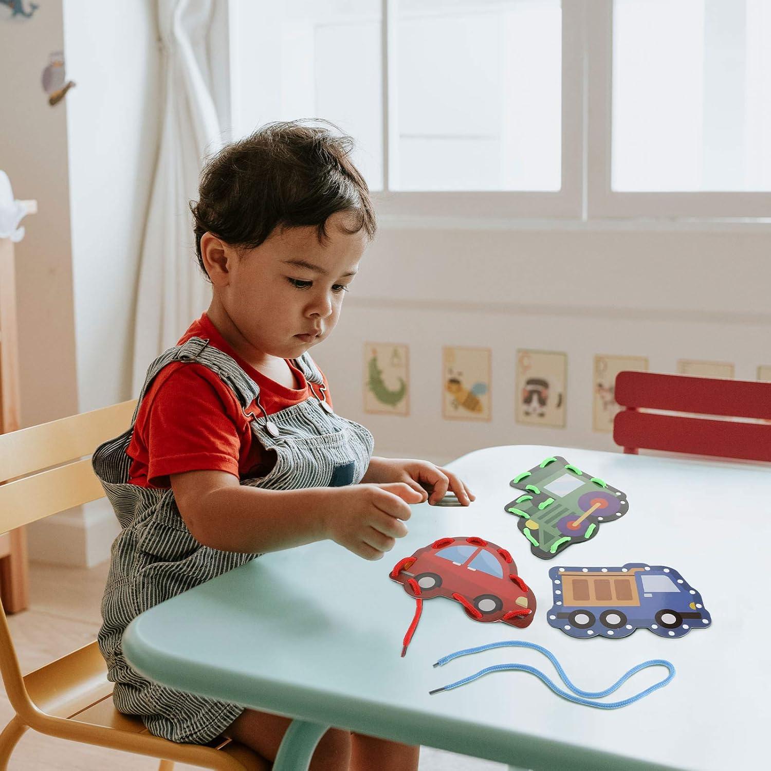 Tarjetas de Enhebrado Educativas Zonon - 8 Piezas Transporte