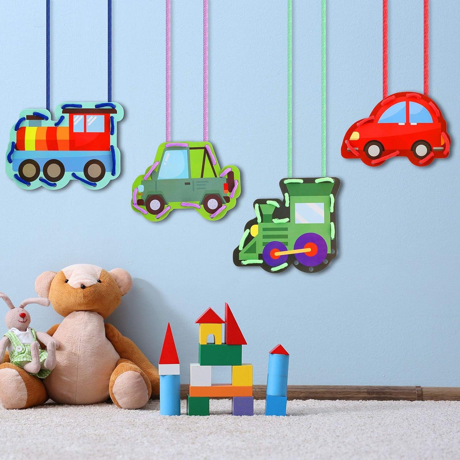 Tarjetas de Enhebrado Educativas Zonon - 8 Piezas Transporte