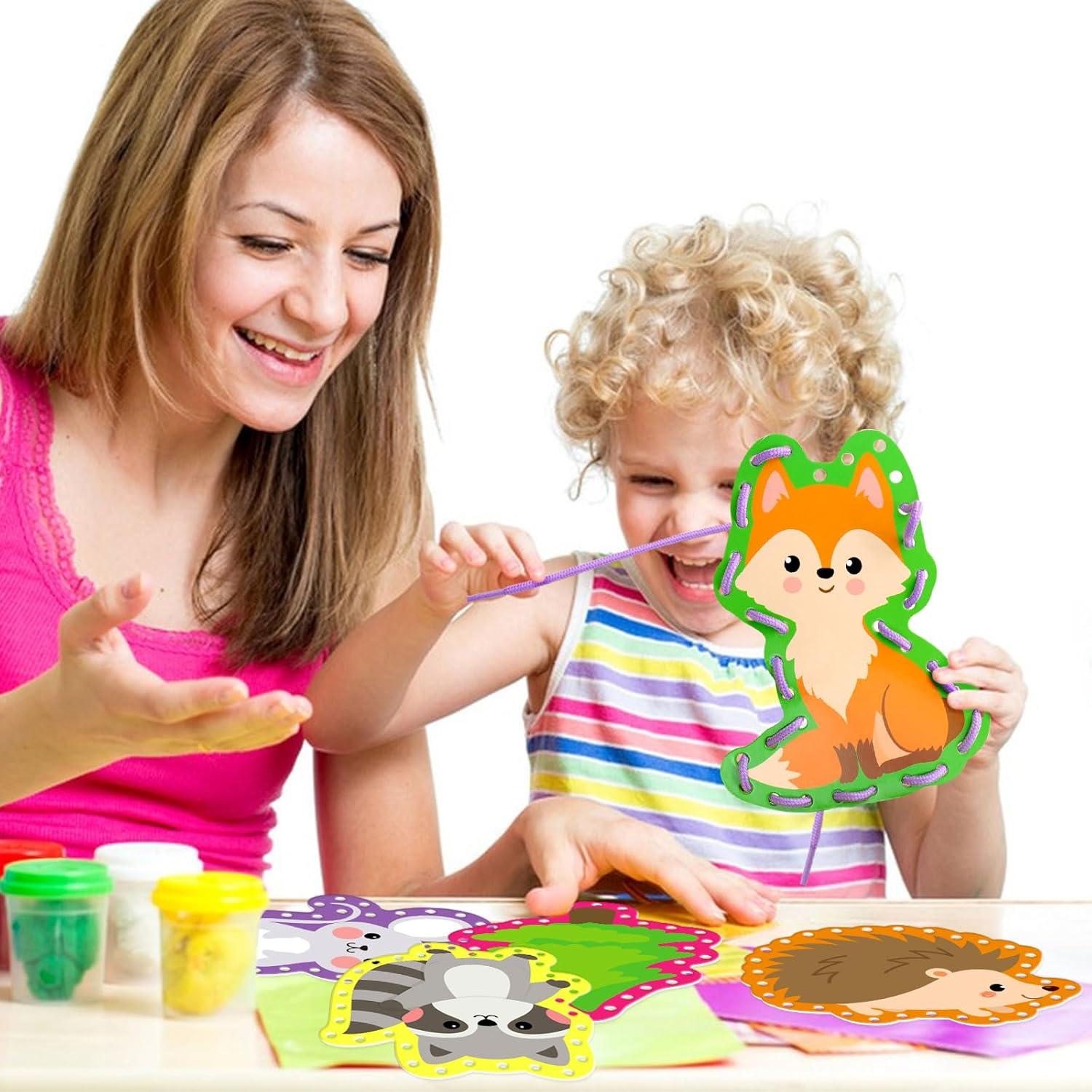 Tarjetas de Enhebrar Animales del Bosque Omlisca - 12 Piezas