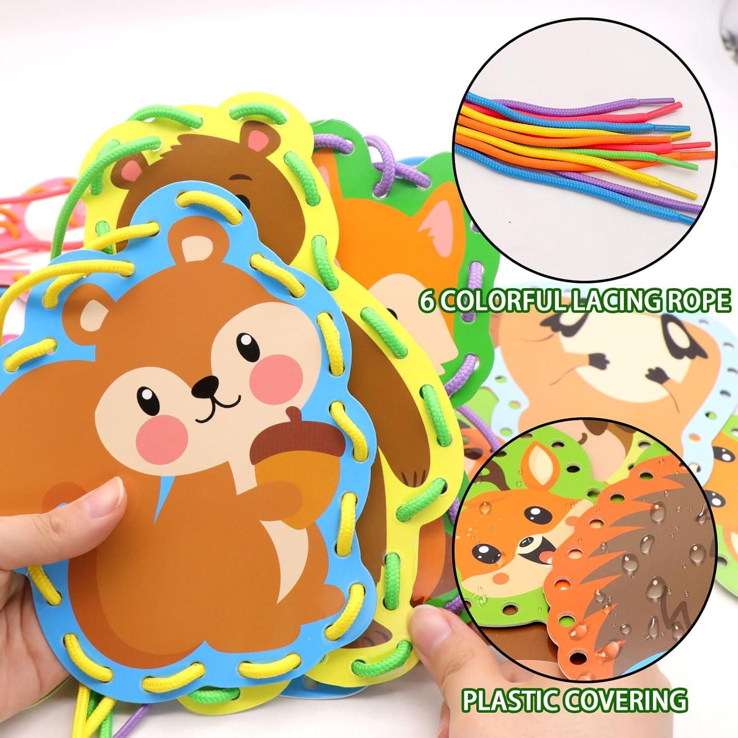 Tarjetas de Enhebrar Animales del Bosque Omlisca - 12 Piezas