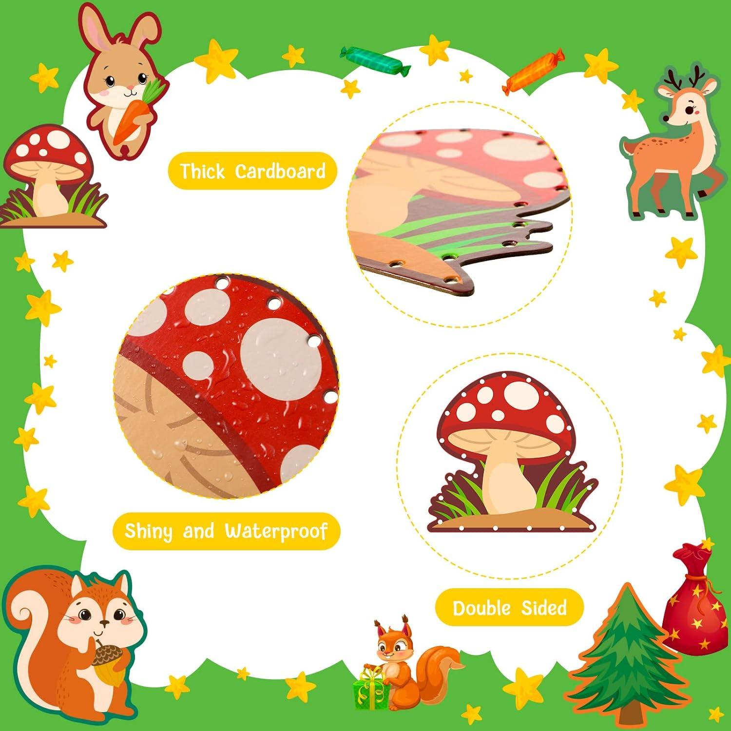 10 Tarjetas de Enhebrado Animales del Bosque Pajean 15x15cm