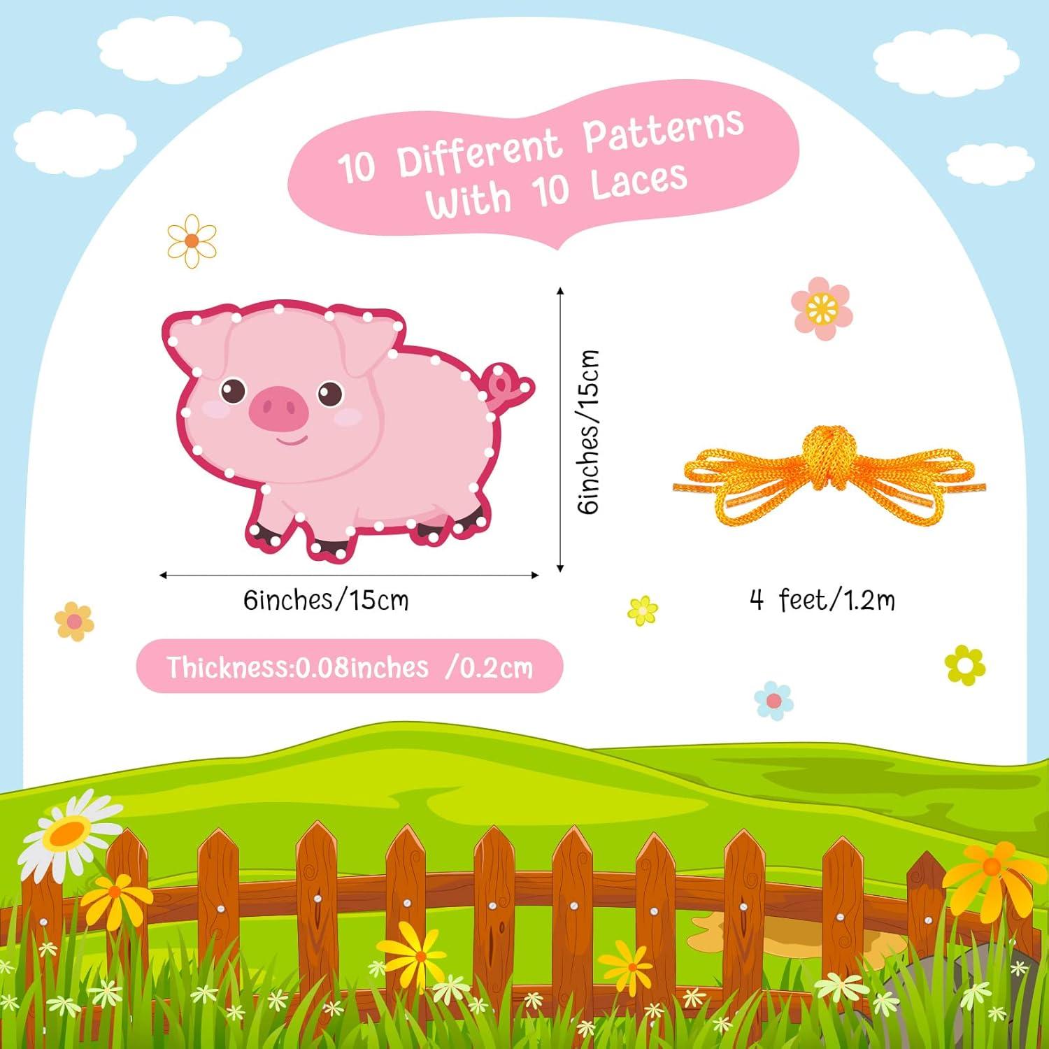 Tarjetas de Enhebrado de Animales Pajean - 10 Piezas Educativas