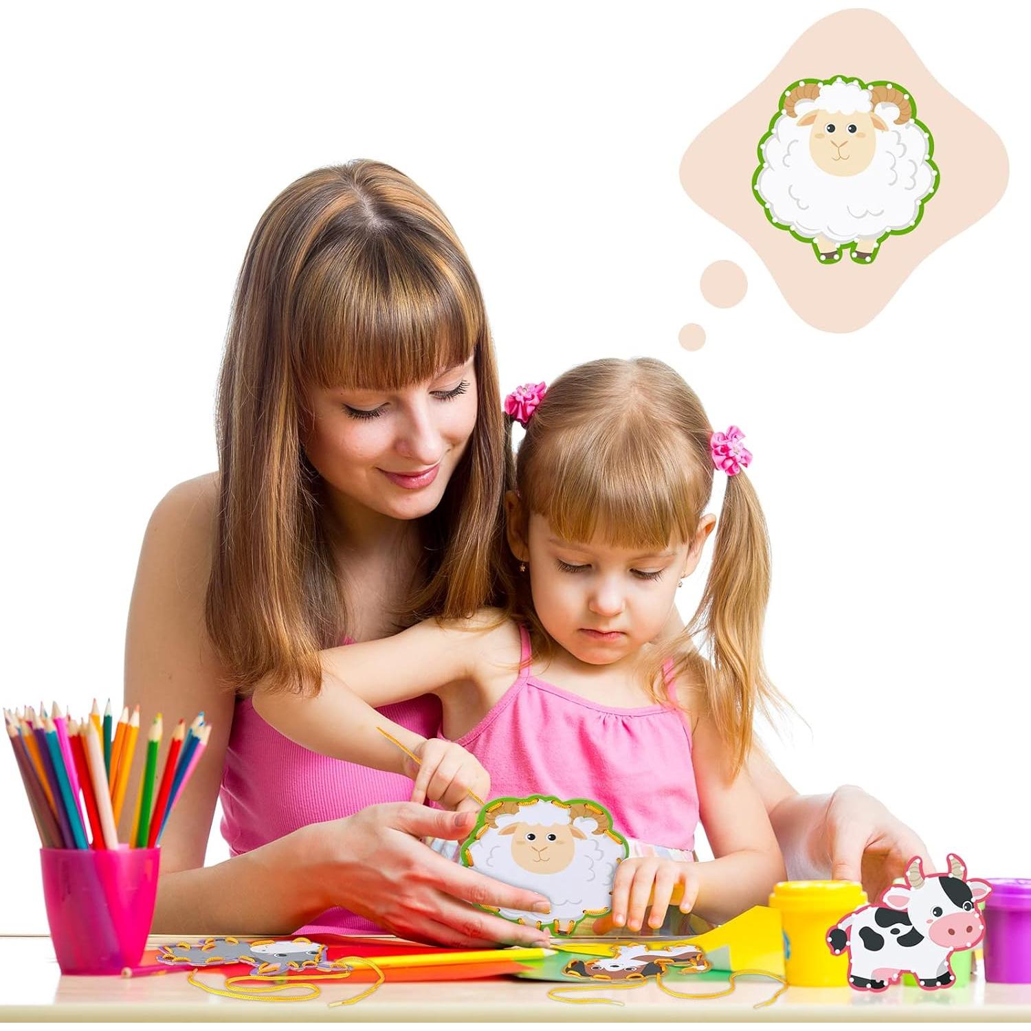 Tarjetas de Enhebrado de Animales Pajean - 10 Piezas Educativas