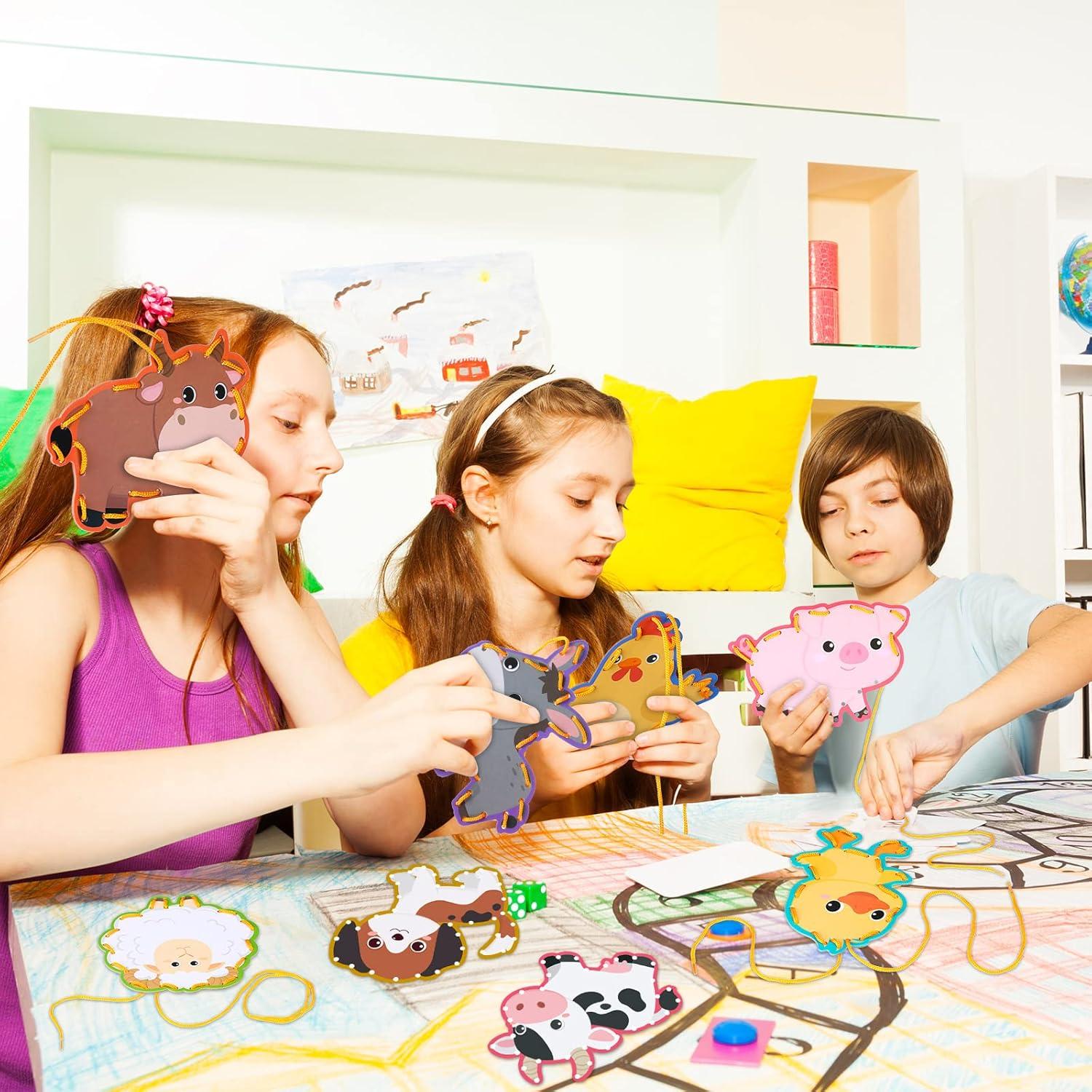 Tarjetas de Enhebrado de Animales Pajean - 10 Piezas Educativas